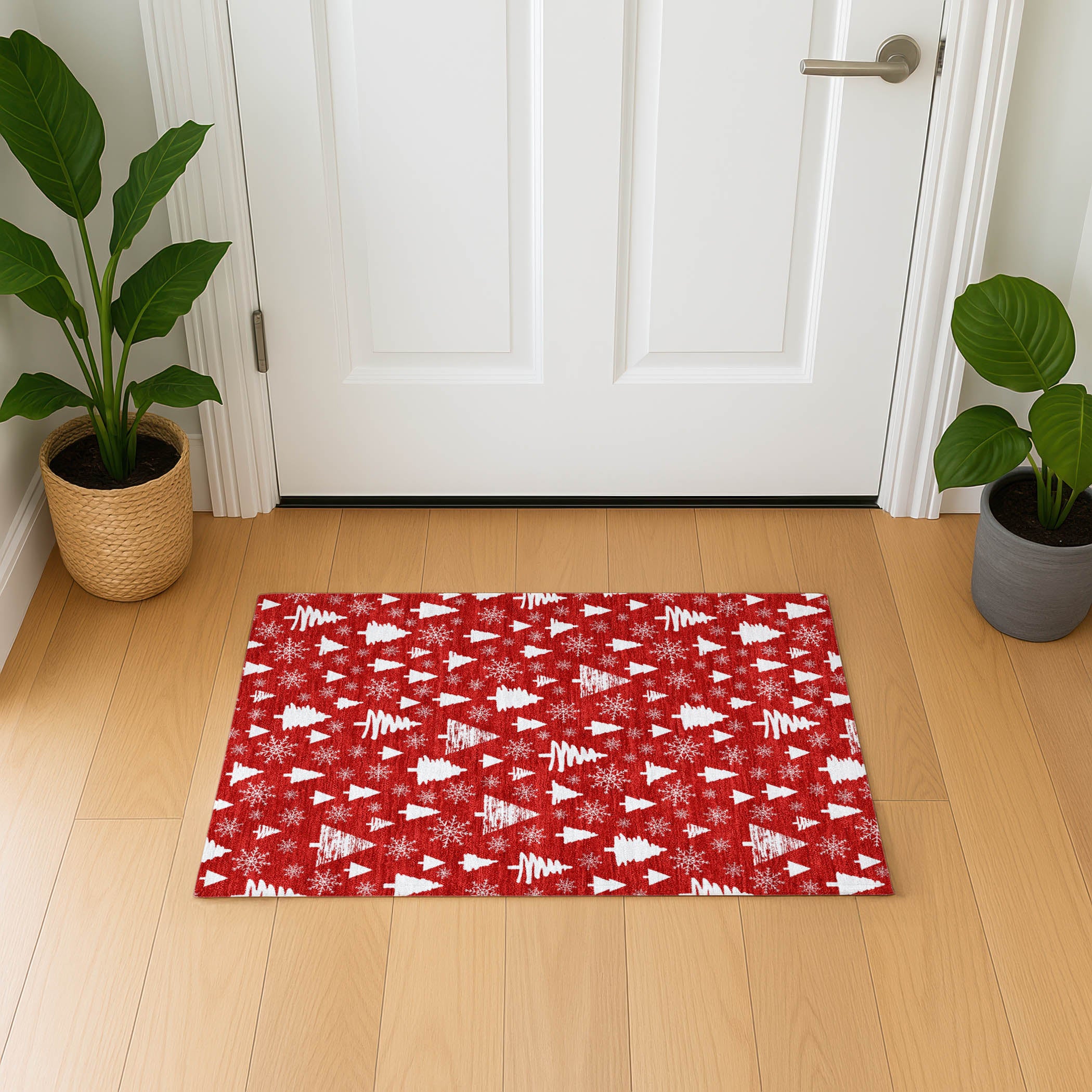 Baku Machine Washable Transitional Red Rug 1'8" x 2'6" #shape_Rectangle