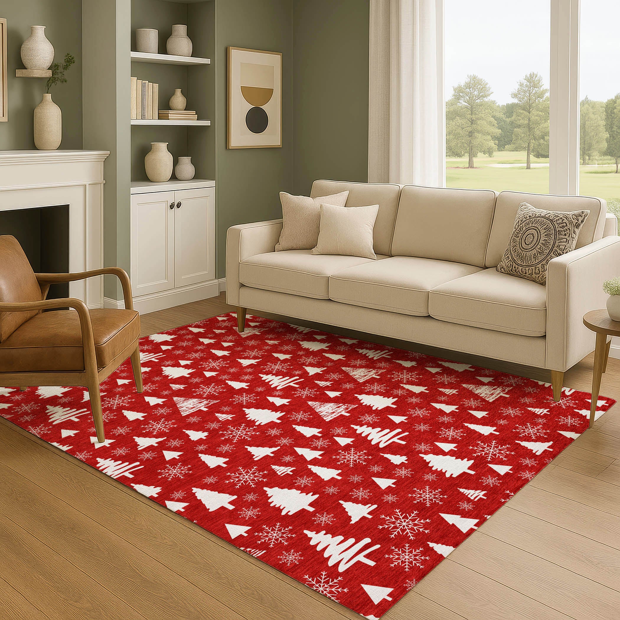 Baku Machine Washable Transitional Red Rug 2'6" x 3'10" #shape_Rectangle