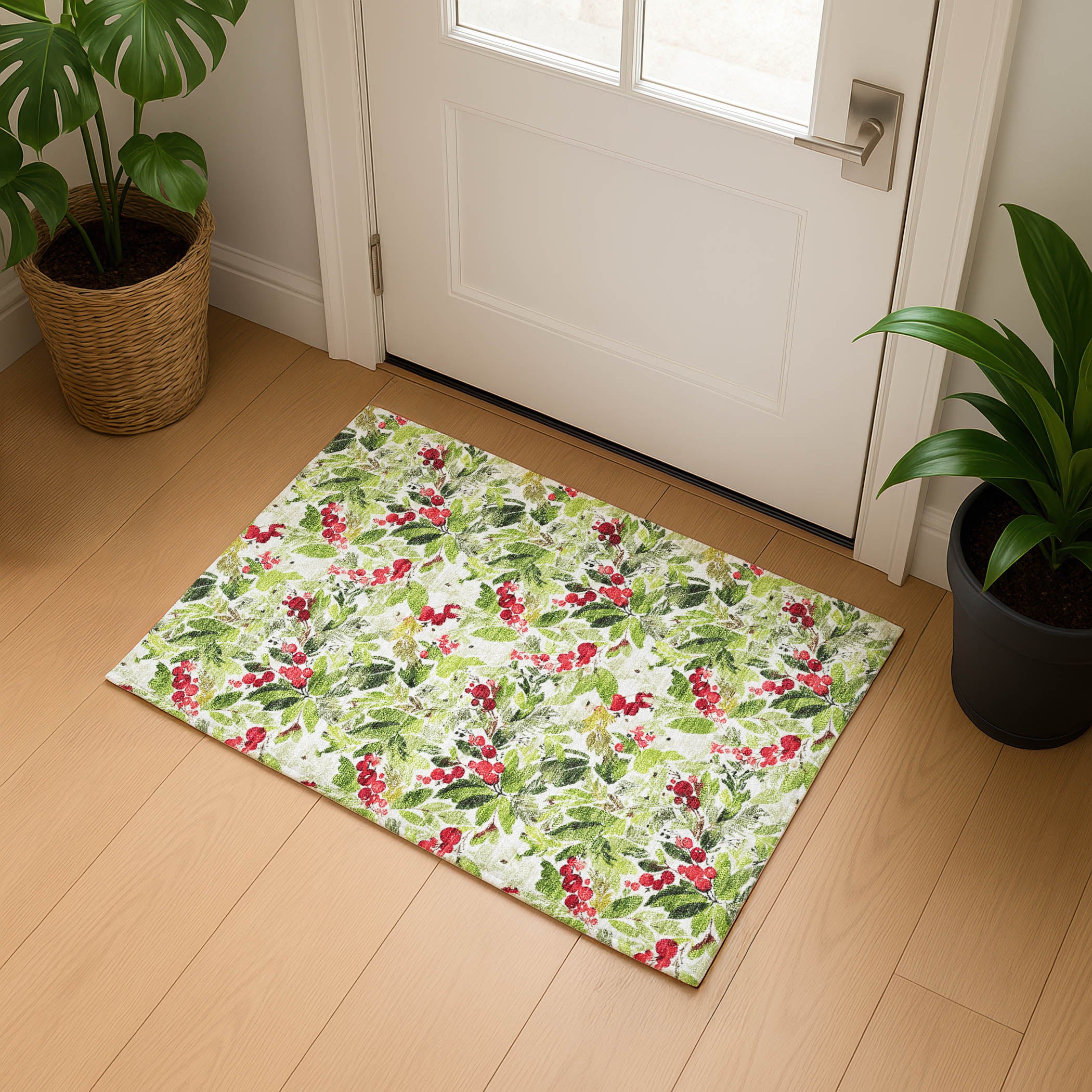 Florence Machine Washable Transitional Aloe Green Rug 1'8" x 2'6" #shape_Rectangle