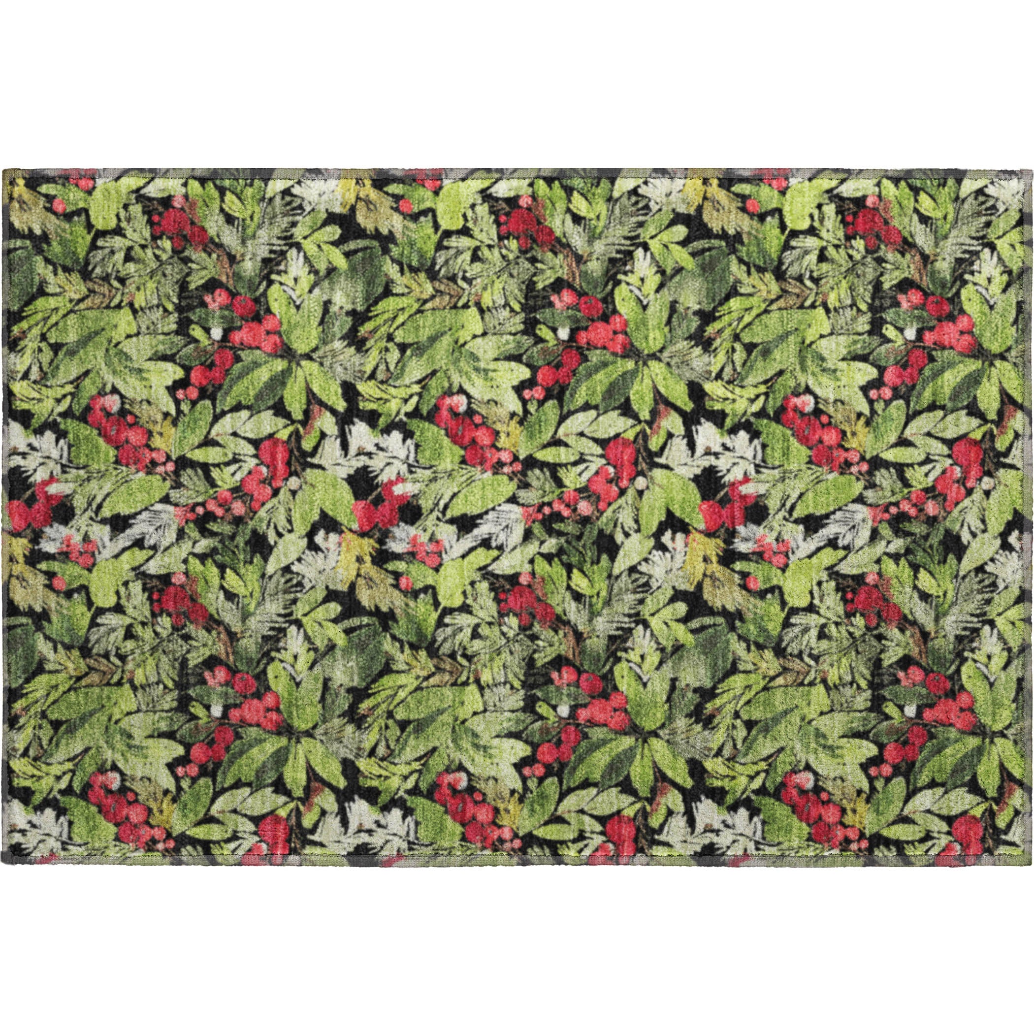 Florence Machine Washable Transitional Black Rug 1'8" x 2'6" #shape_Rectangle
