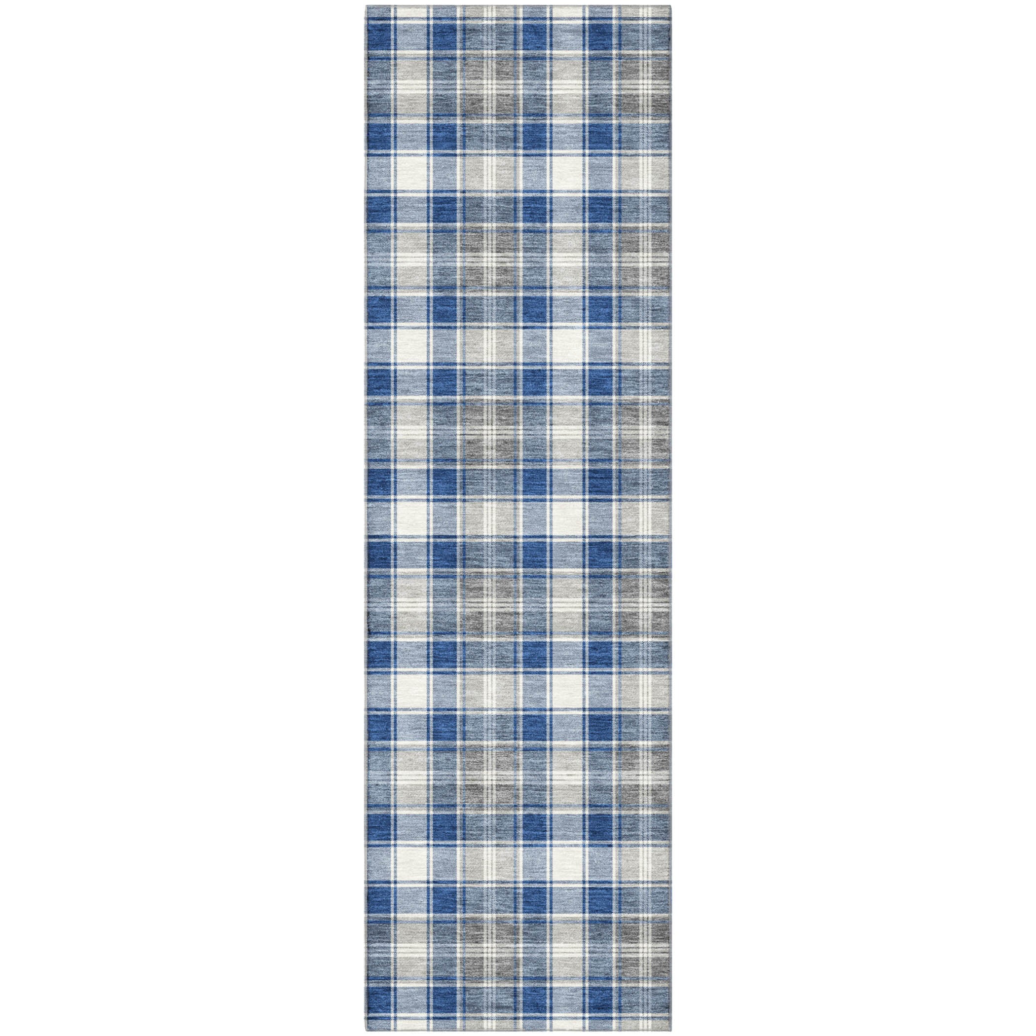 Bogota Machine Washable Transitional Navy Blue Rug 2'3" x 7'6" #shape_Runner