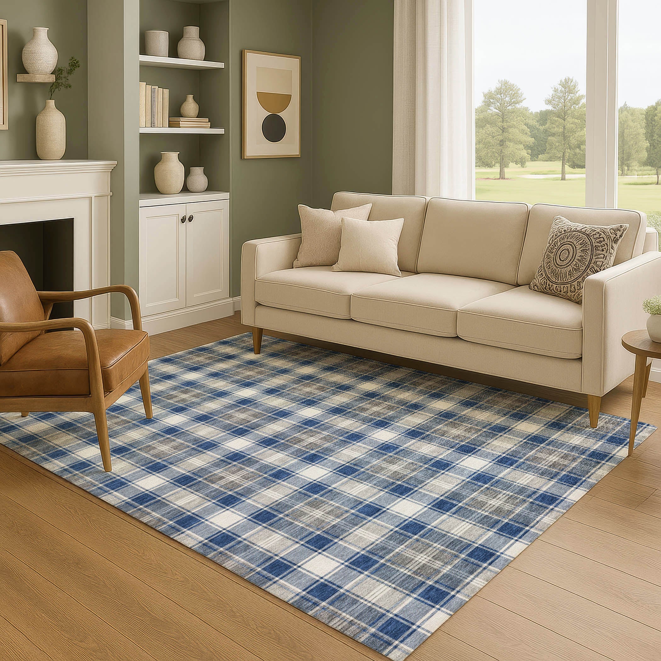 Bogota Machine Washable Transitional Navy Blue Rug 2'6" x 3'10" #shape_Rectangle