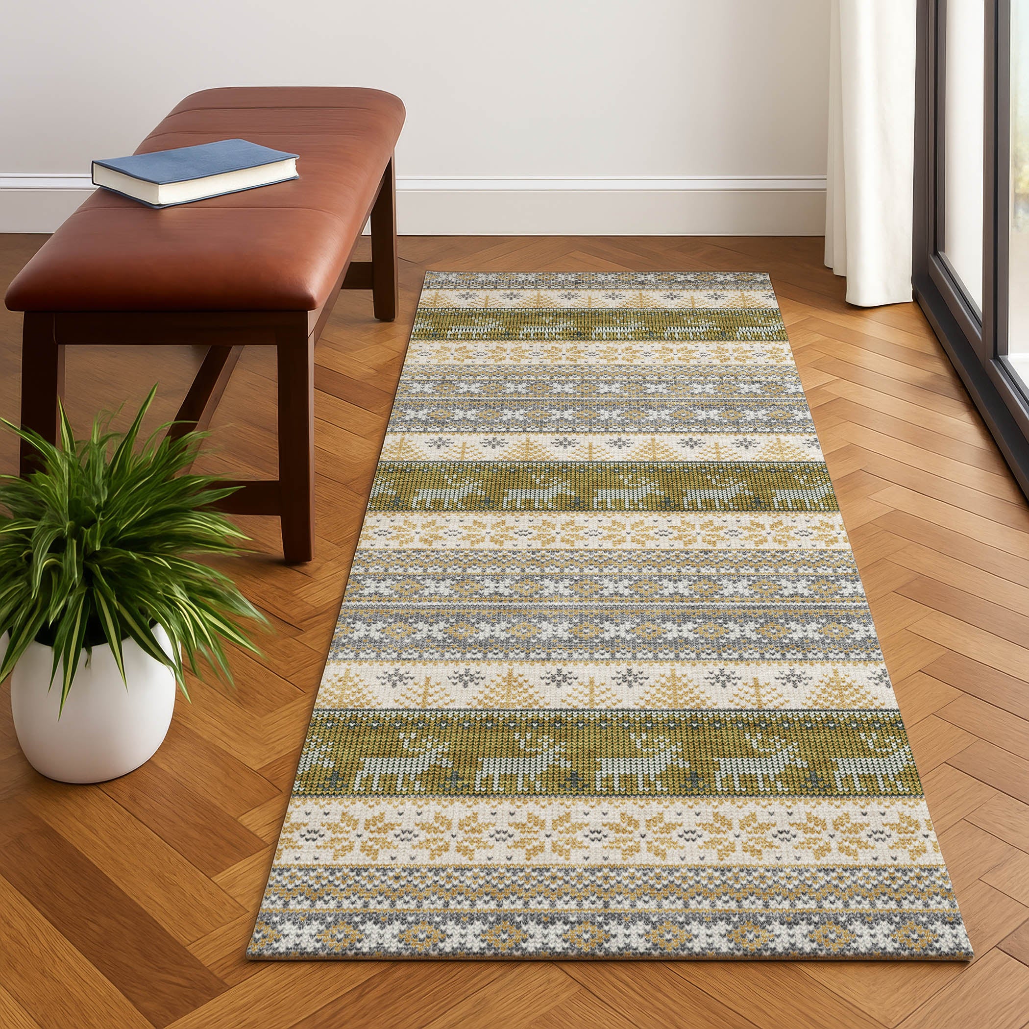 Budapest Machine Washable Transitional Gray Rug 2'3" x 7'6" #shape_Runner