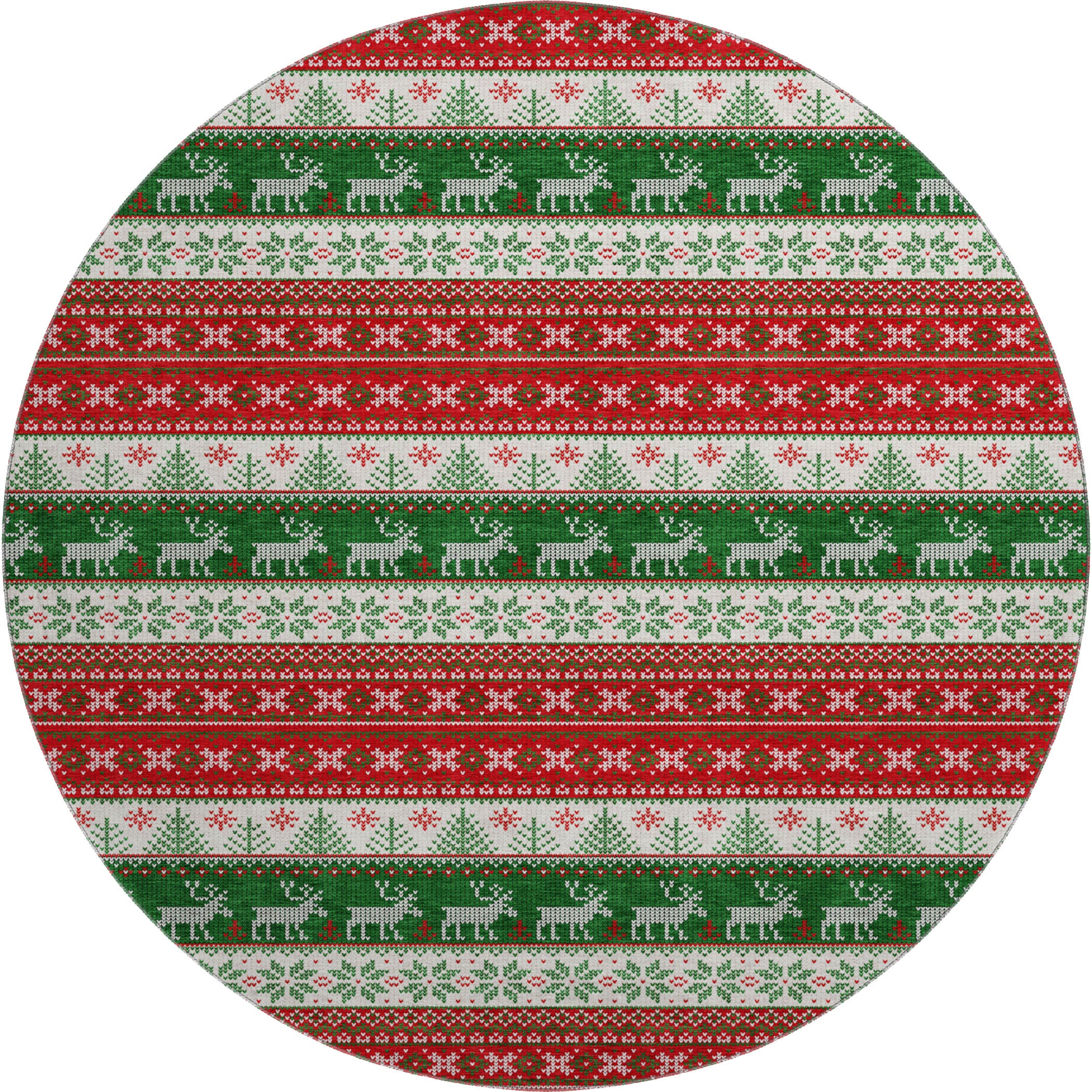 Budapest Machine Washable Transitional Red Rug 8' x 8' #shape_Round