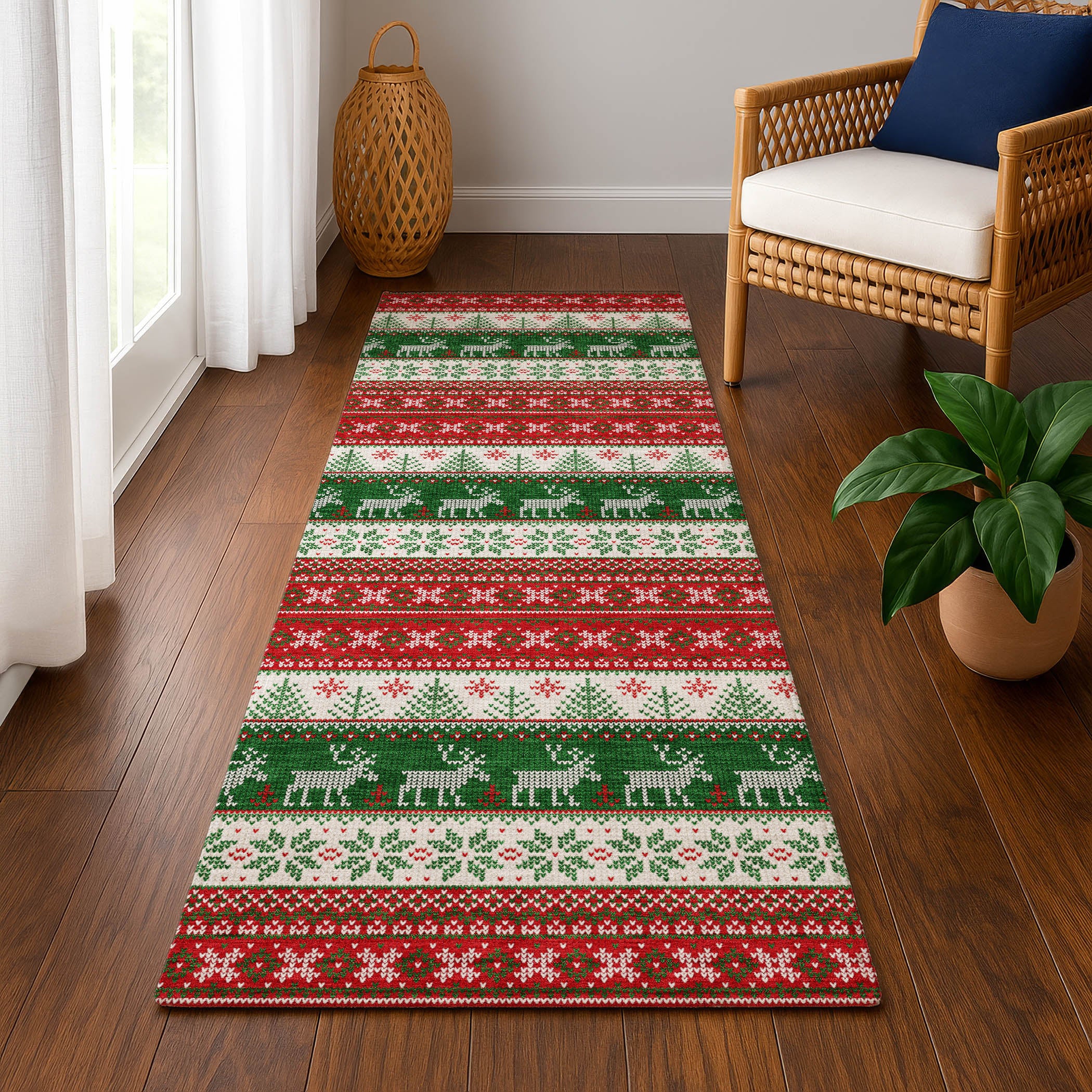 Budapest Machine Washable Transitional Red Rug 2'3" x 7'6" #shape_Runner