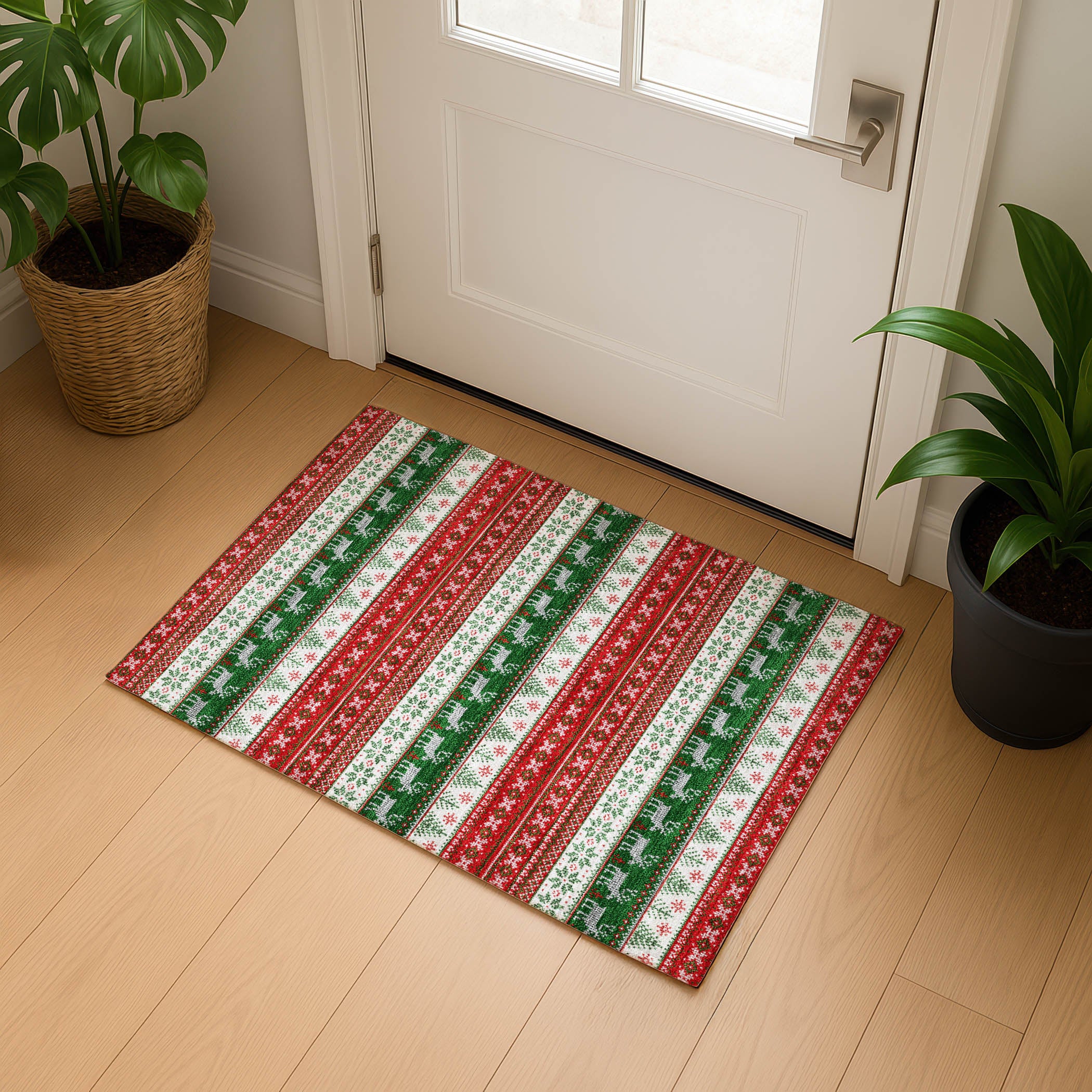 Budapest Machine Washable Transitional Red Rug 1'8" x 2'6" #shape_Rectangle
