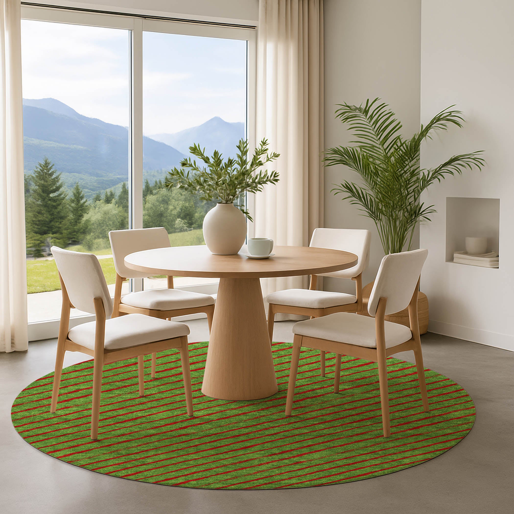 Reykjavik Machine Washable Transitional Fern Green Rug 8' x 8' #shape_Round