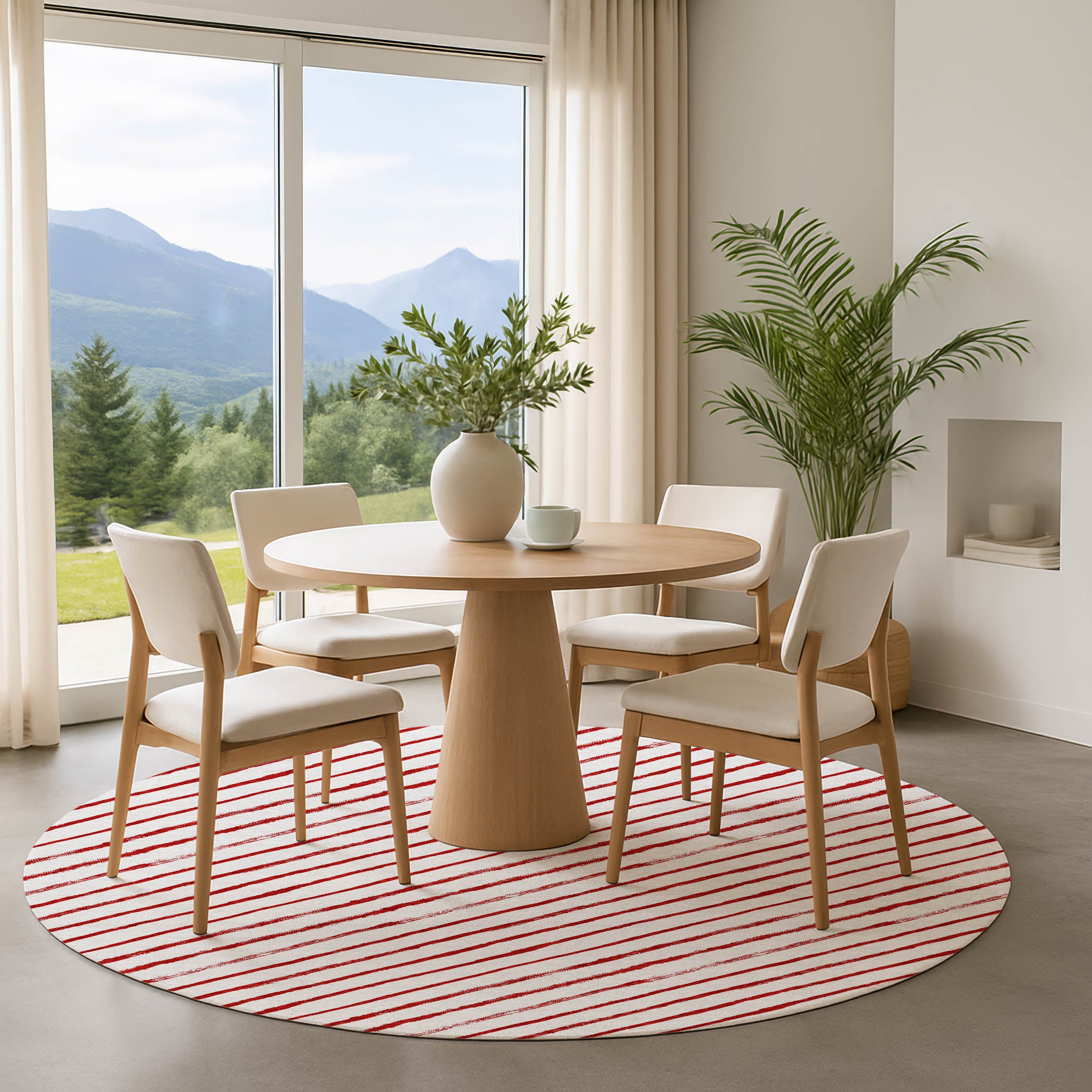 Reykjavik Machine Washable Transitional Red Rug 8' x 8' #shape_Round
