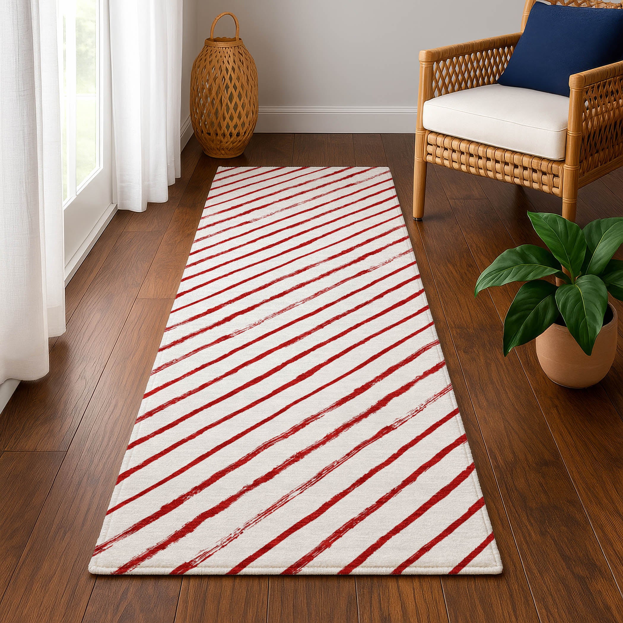 Reykjavik Machine Washable Transitional Red Rug 2'3" x 7'6" #shape_Runner