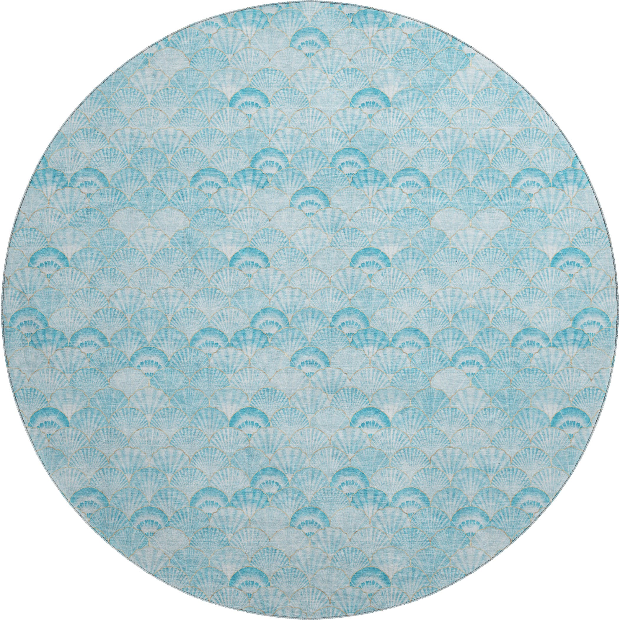 Bruges Machine Washable Coastal Aqua Teal Rug 8' x 8' #shape_Round