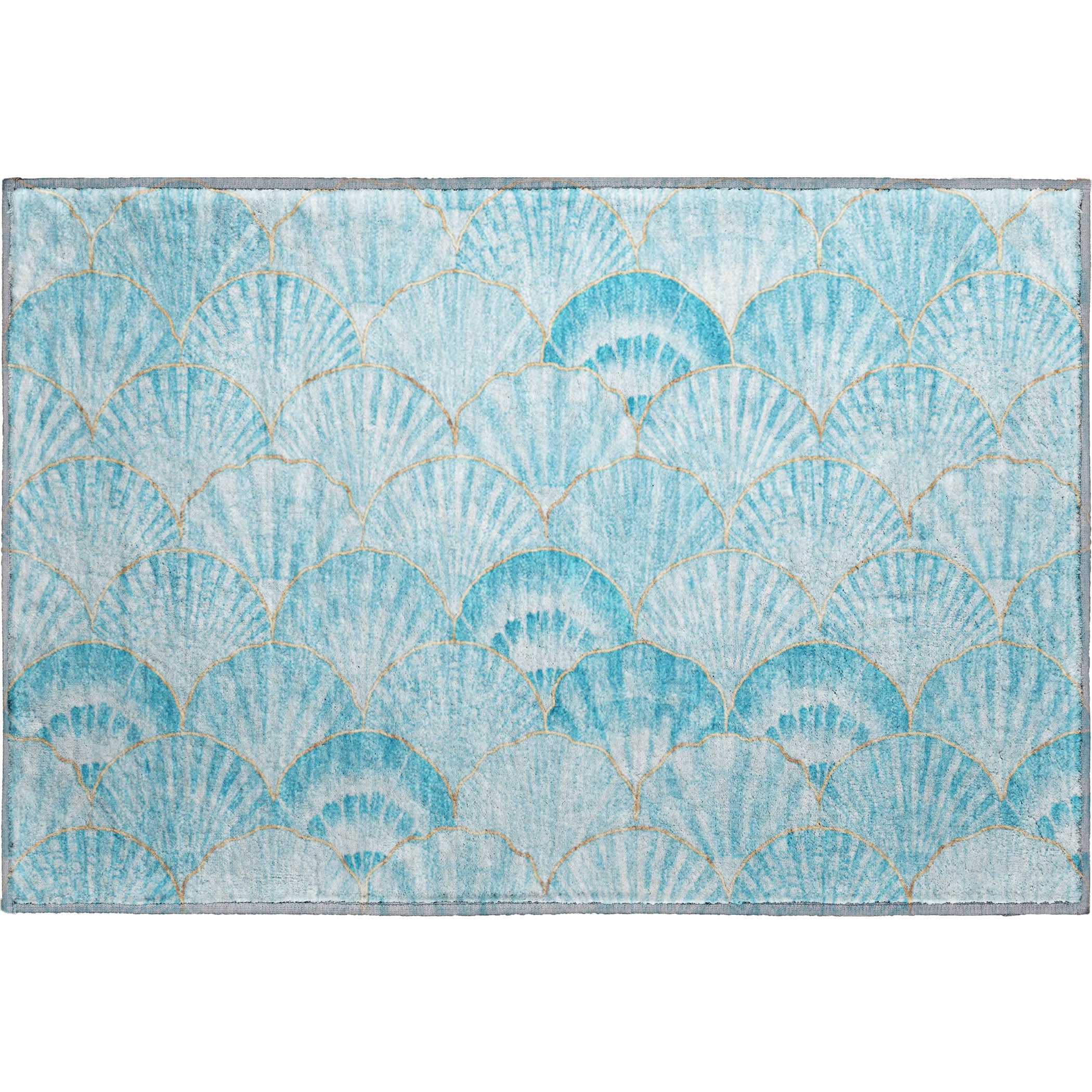 Bruges Machine Washable Coastal Aqua Teal Rug 1'8" x 2'6" #shape_Rectangle
