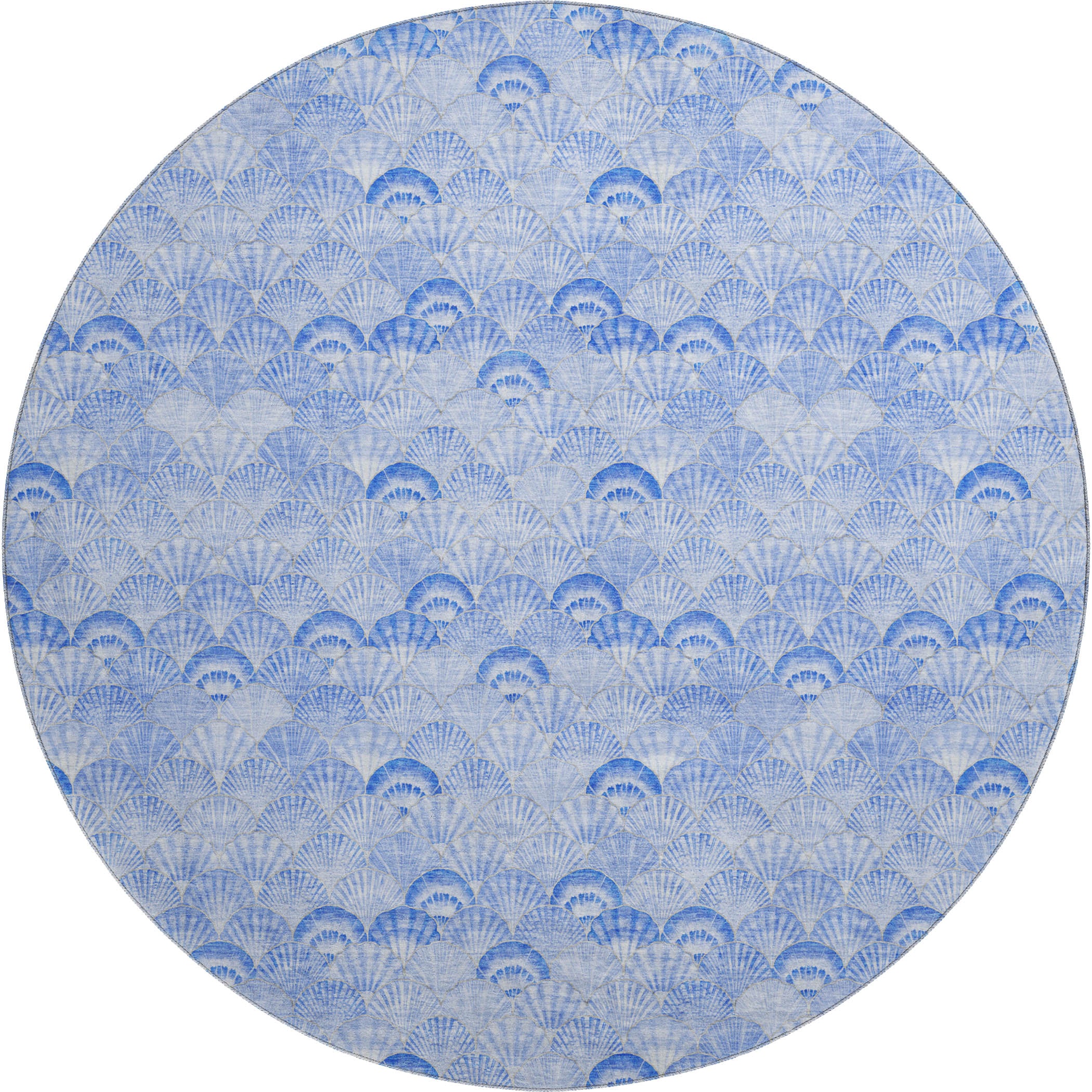 Bruges Machine Washable Coastal Blue Rug 8' x 8' #shape_Round