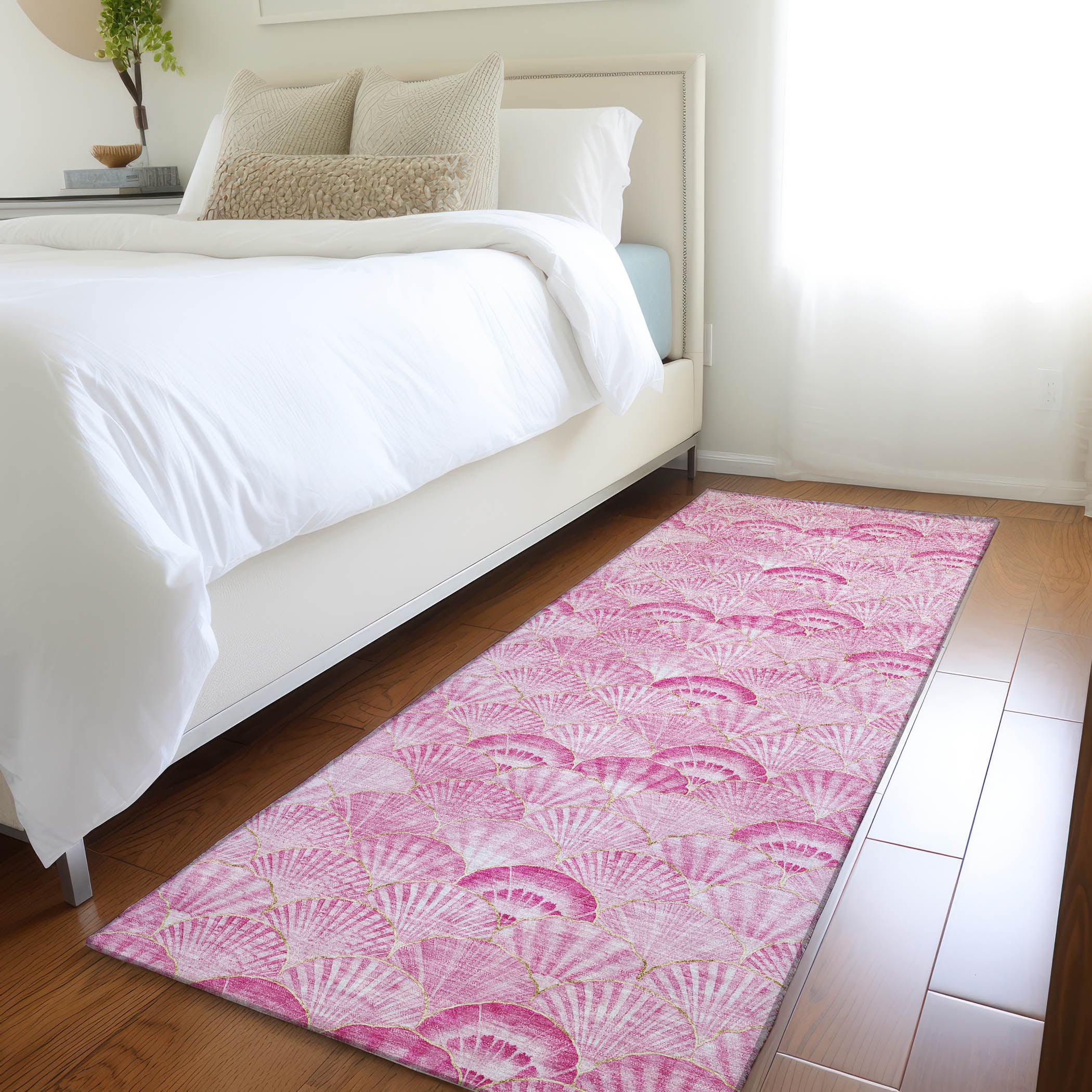 Bruges Machine Washable Coastal Pink Rug 2'3" x 7'6" #shape_Runner