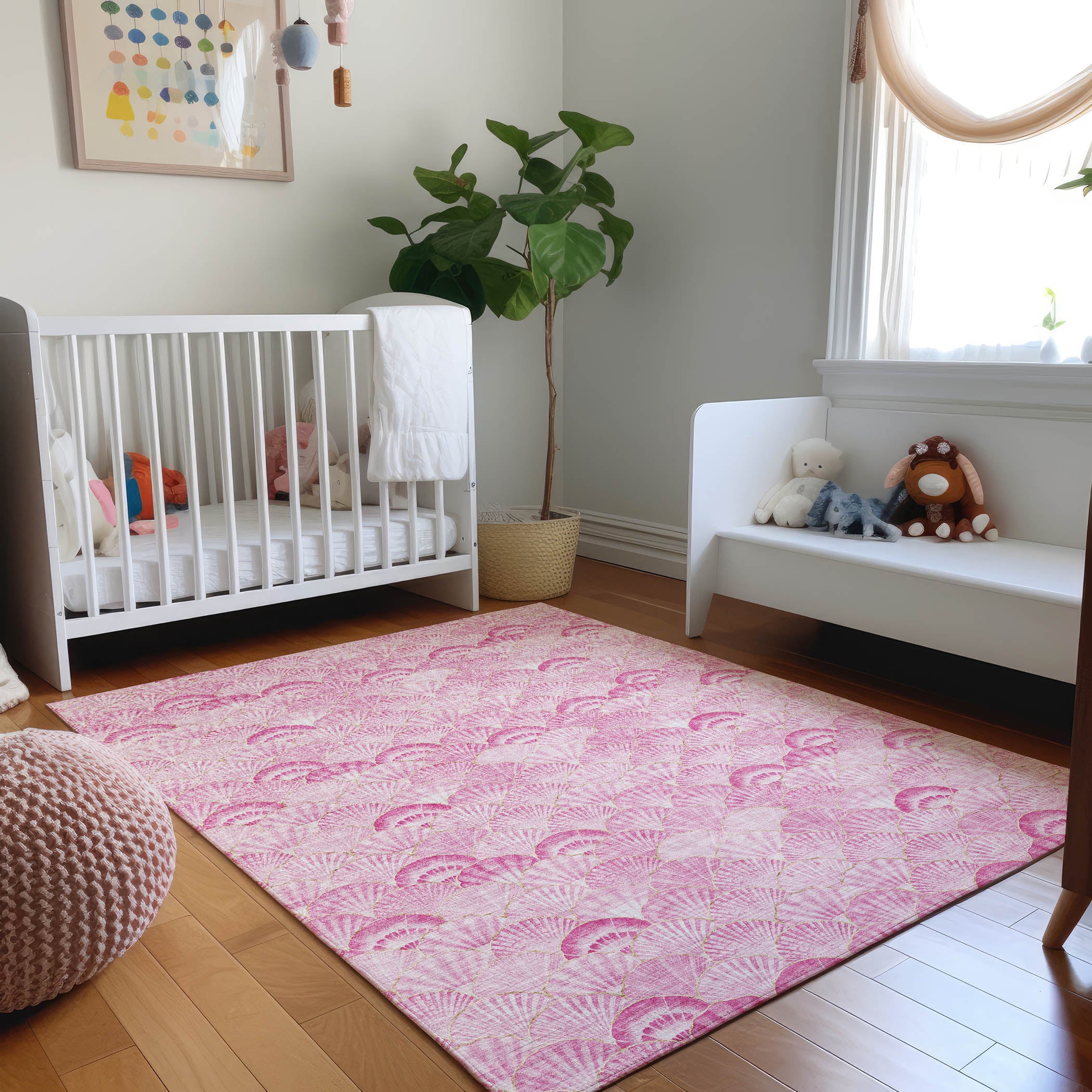 Bruges Machine Washable Coastal Pink Rug 2'6" x 3'10" #shape_Rectangle