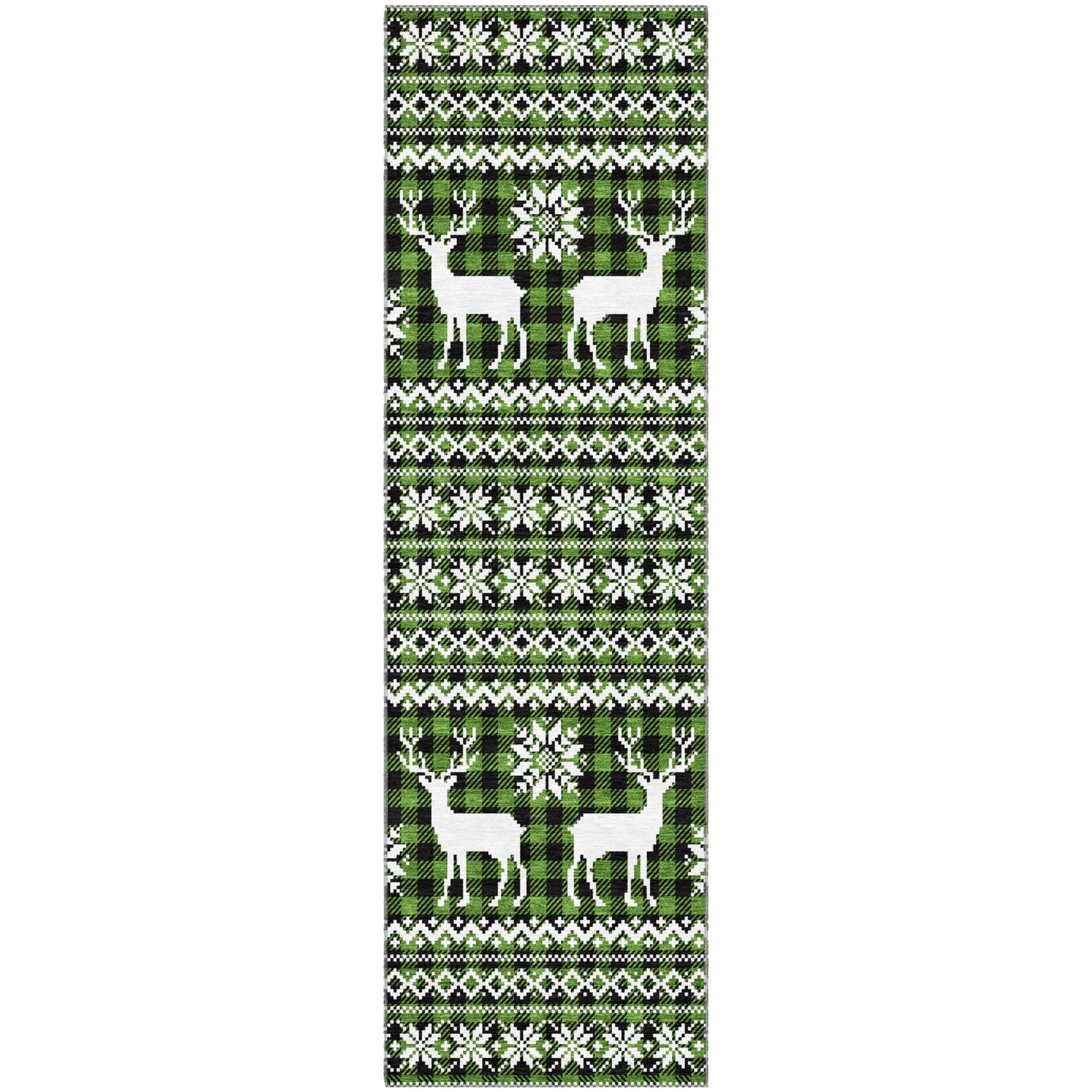 Baku Machine Washable Transitional Cactus Green Rug 2'3" x 7'6" #shape_Runner