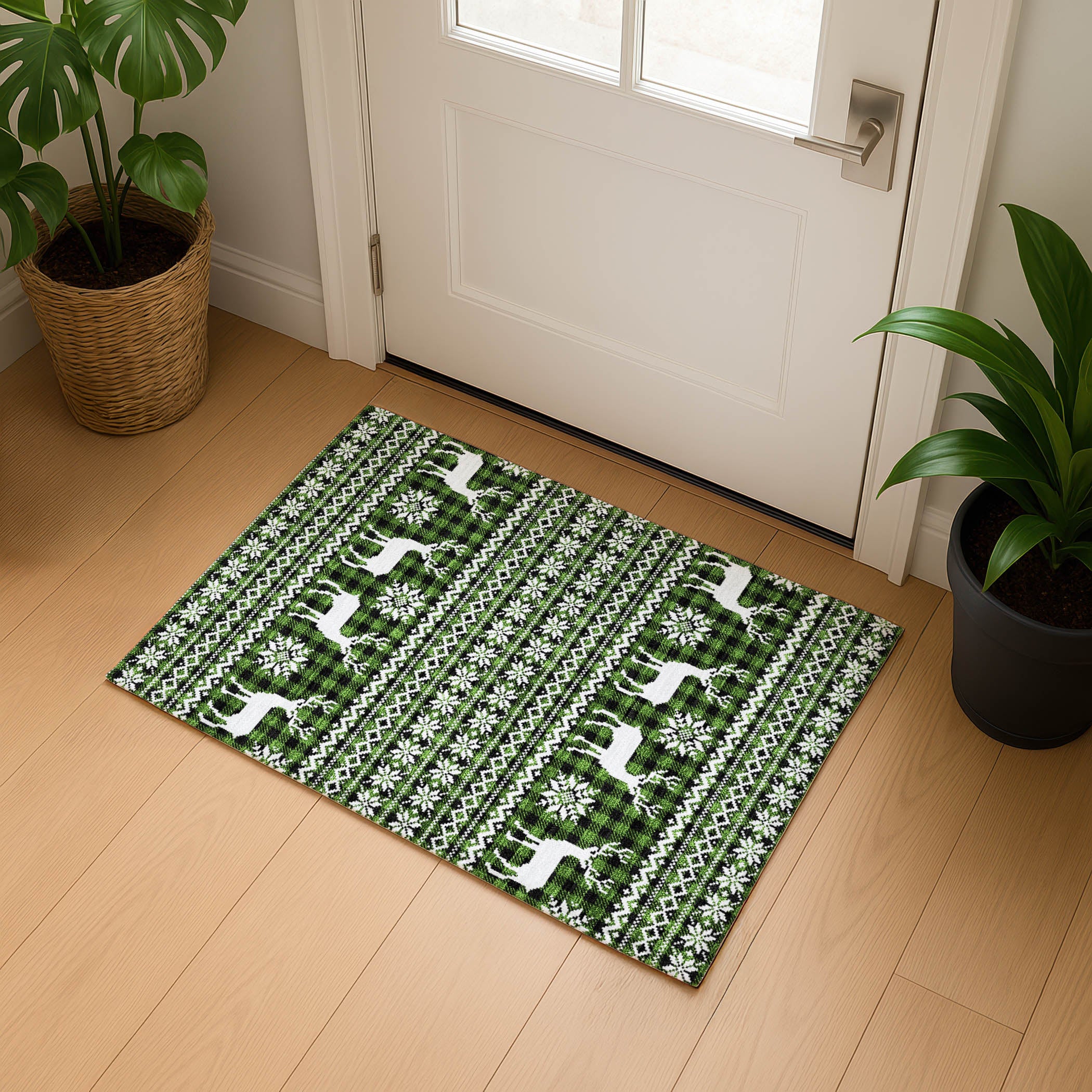 Baku Machine Washable Transitional Cactus Green Rug 1'8" x 2'6" #shape_Rectangle