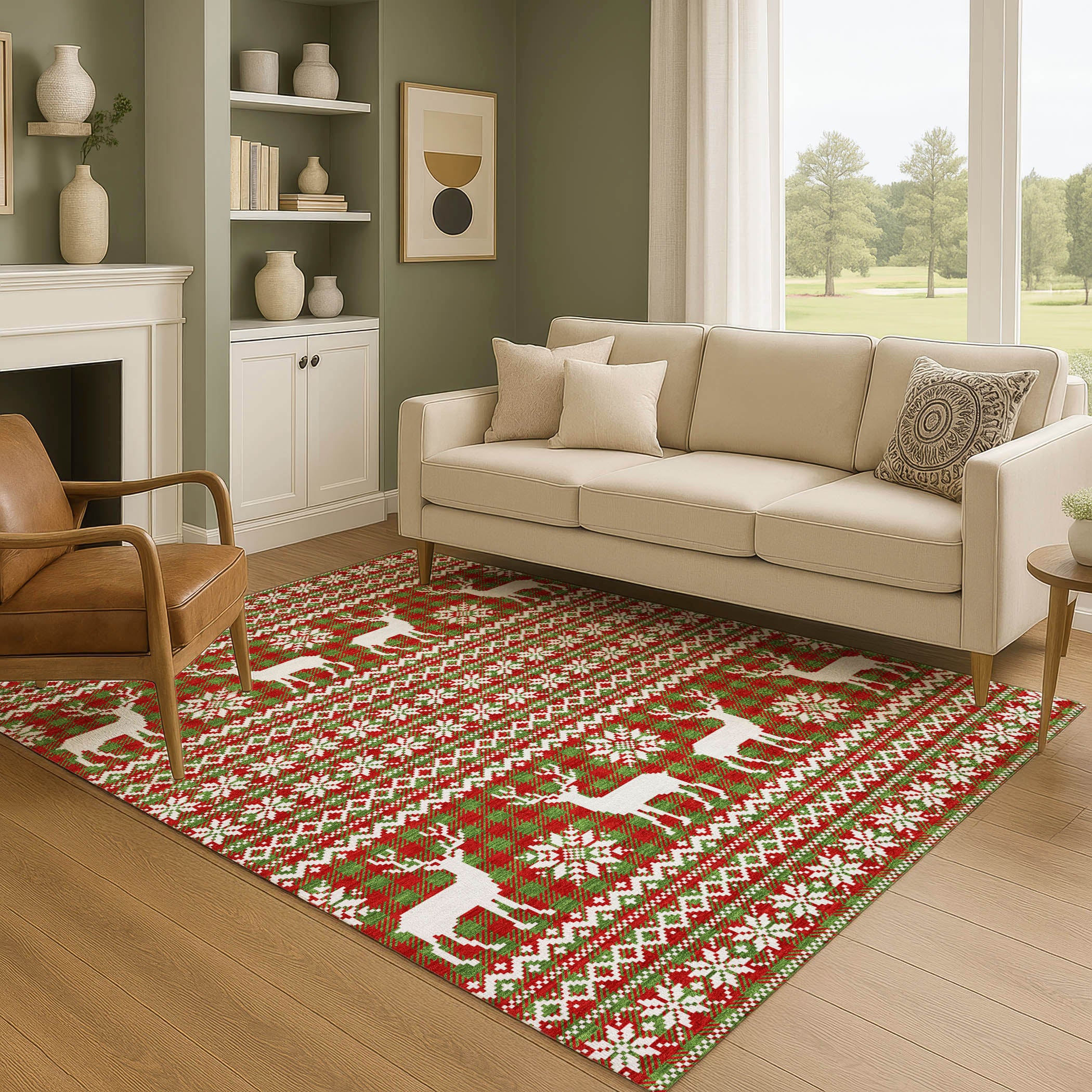 Baku Machine Washable Transitional Fern Green Rug 2'6" x 3'10" #shape_Rectangle