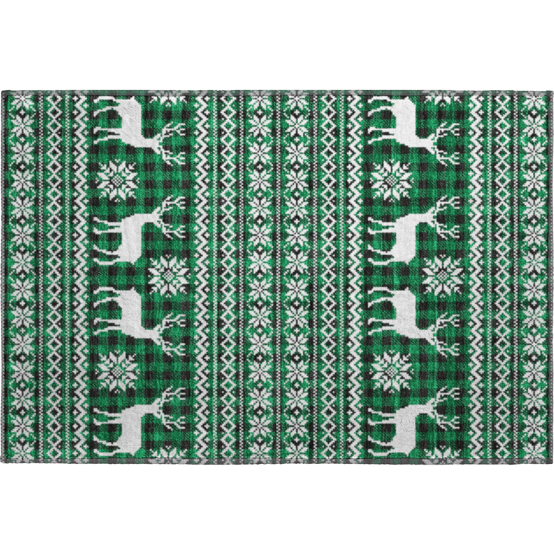 Baku Machine Washable Transitional Green Rug 1'8" x 2'6" #shape_Rectangle