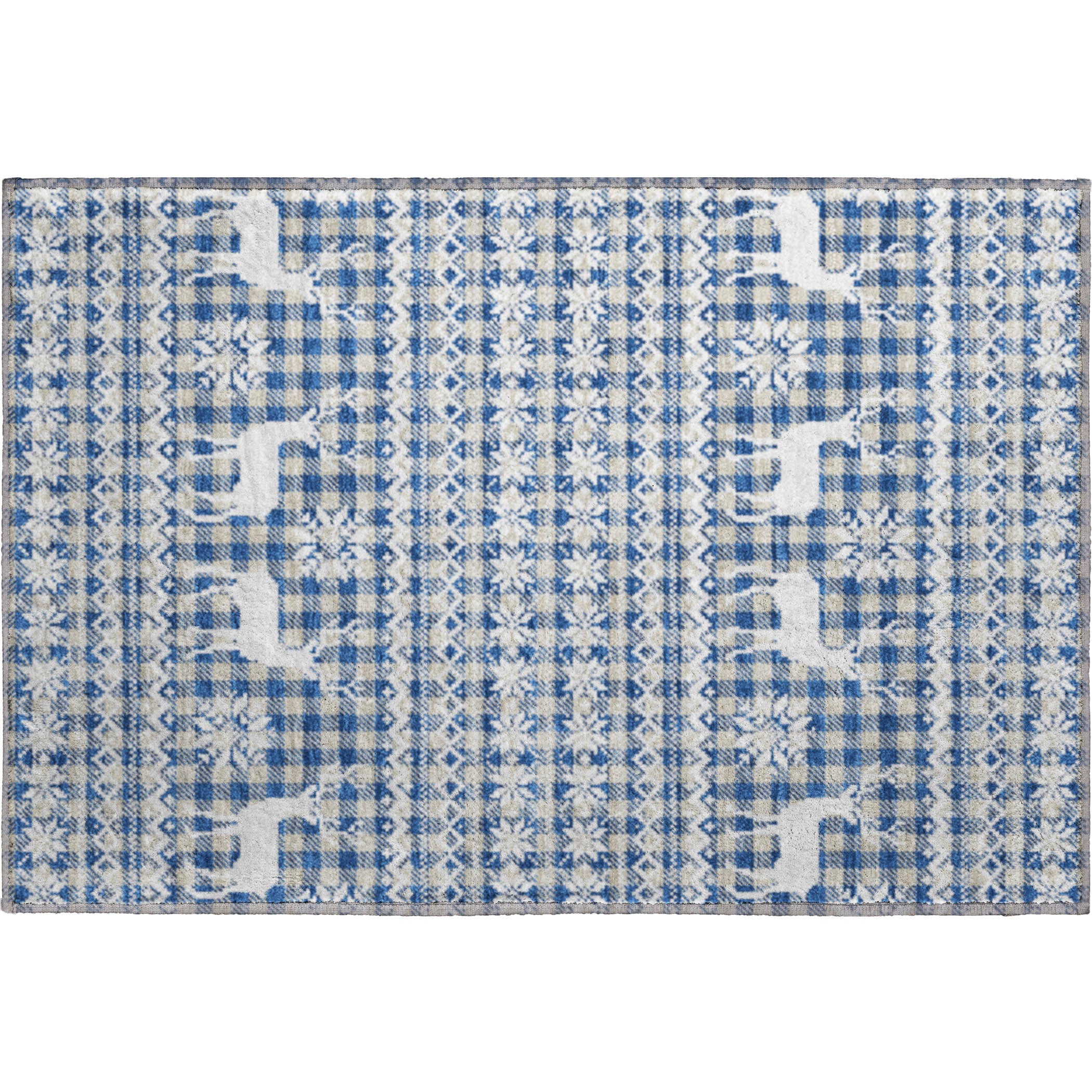 Baku Machine Washable Transitional Navy Blue Rug 1'8" x 2'6" #shape_Rectangle