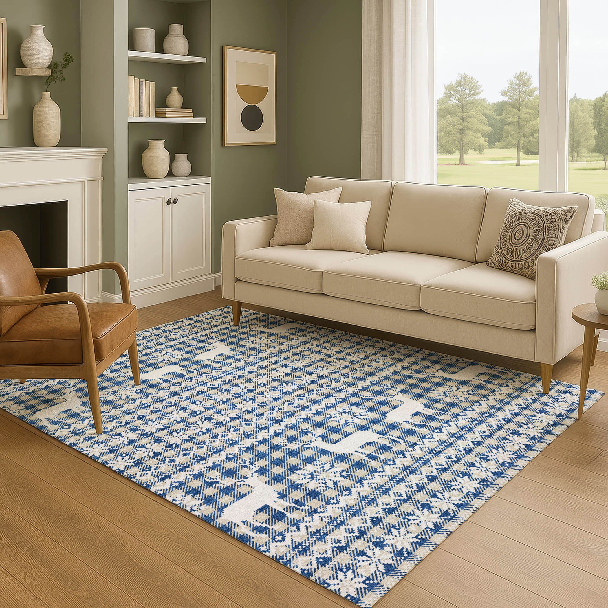 Baku Machine Washable Transitional Navy Blue Rug 2'6" x 3'10" #shape_Rectangle