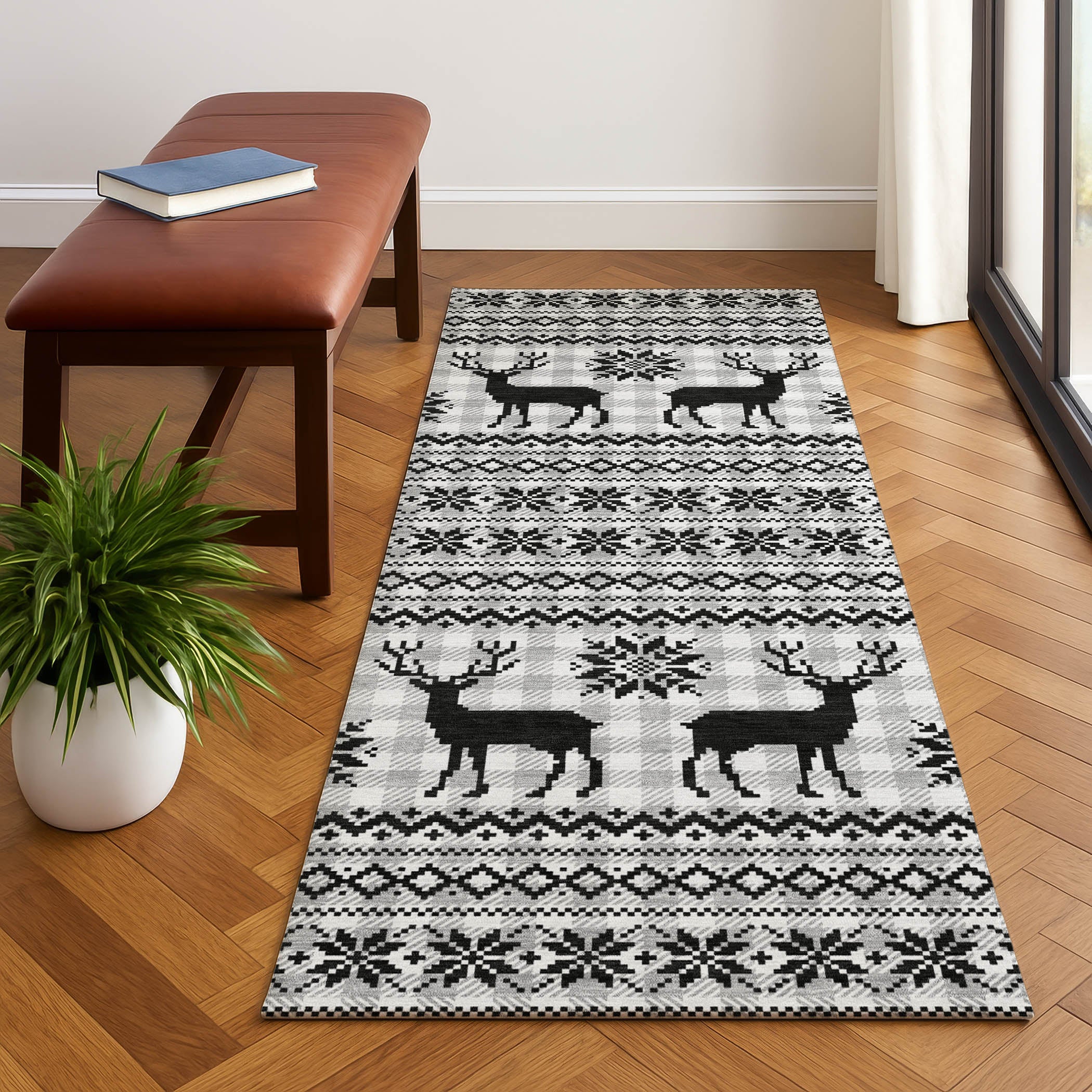 Baku Machine Washable Transitional Silver Gray Rug 2'3" x 7'6" #shape_Runner