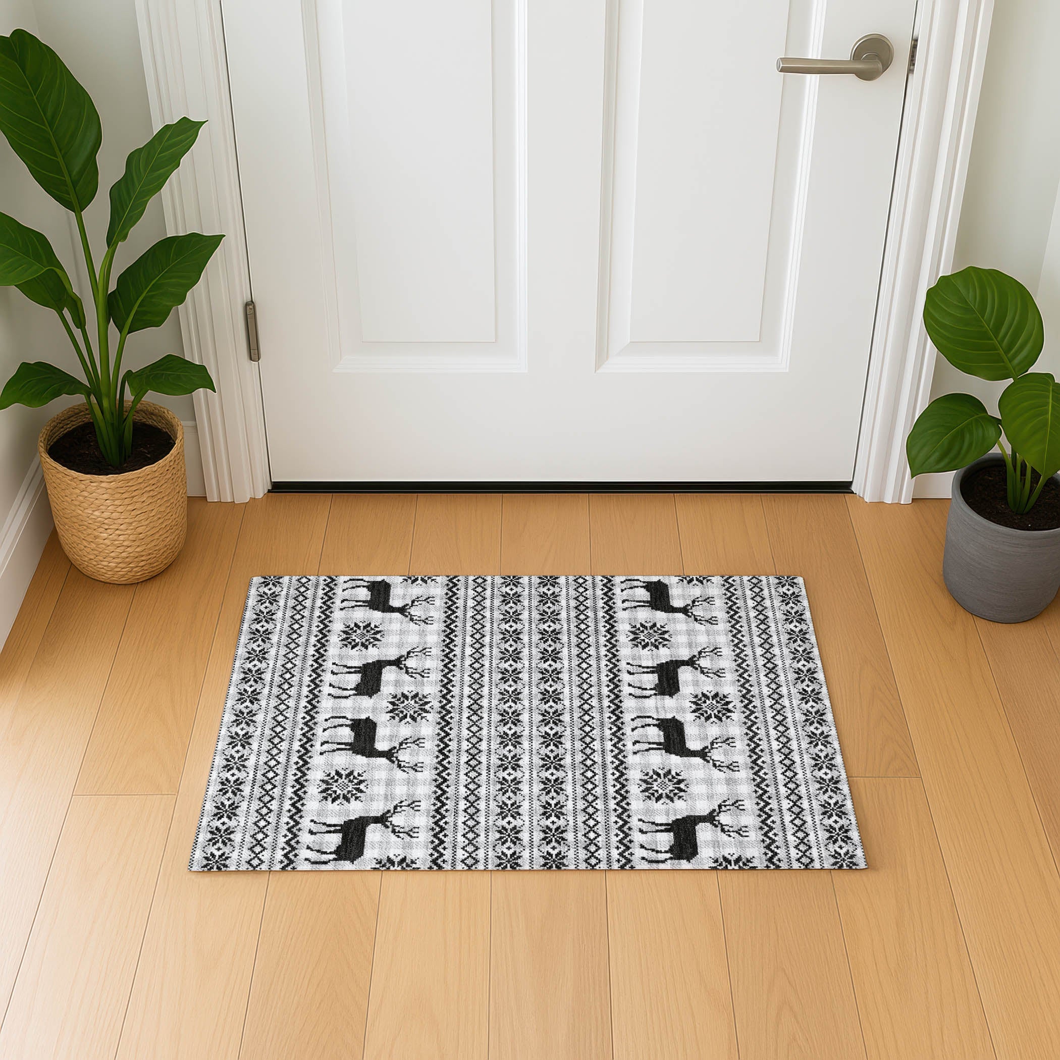 Baku Machine Washable Transitional Silver Gray Rug 1'8" x 2'6" #shape_Rectangle