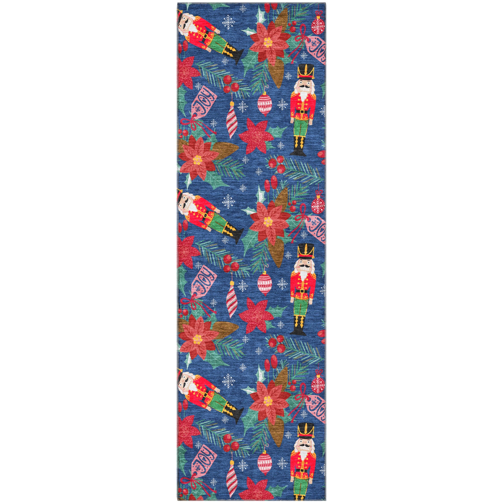 Mostar Machine Washable Transitional Navy Blue Rug 2'3" x 7'6" #shape_Runner