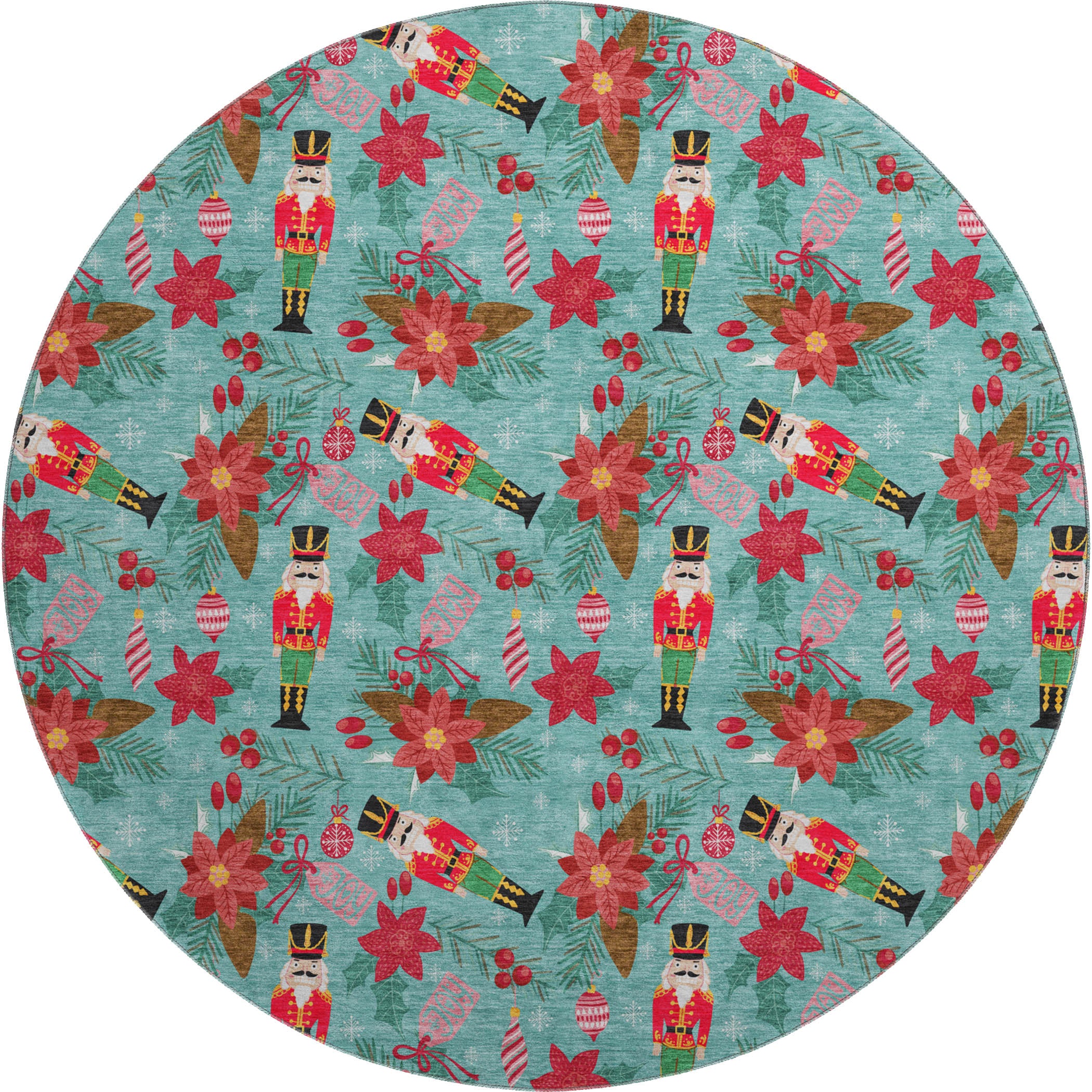 Mostar Machine Washable Transitional Teal Rug 8' x 8' #shape_Round