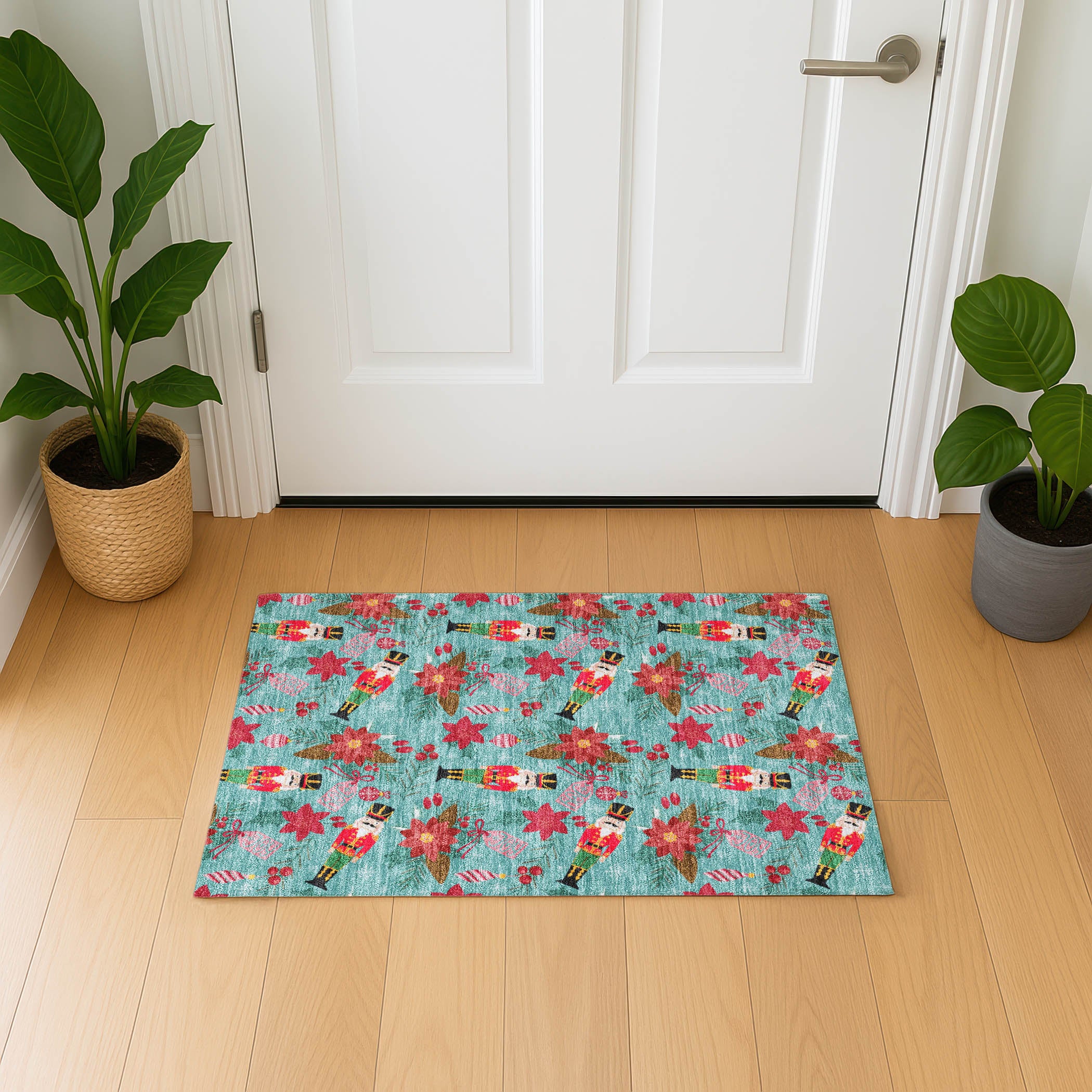 Mostar Machine Washable Transitional Teal Rug 1'8" x 2'6" #shape_Rectangle