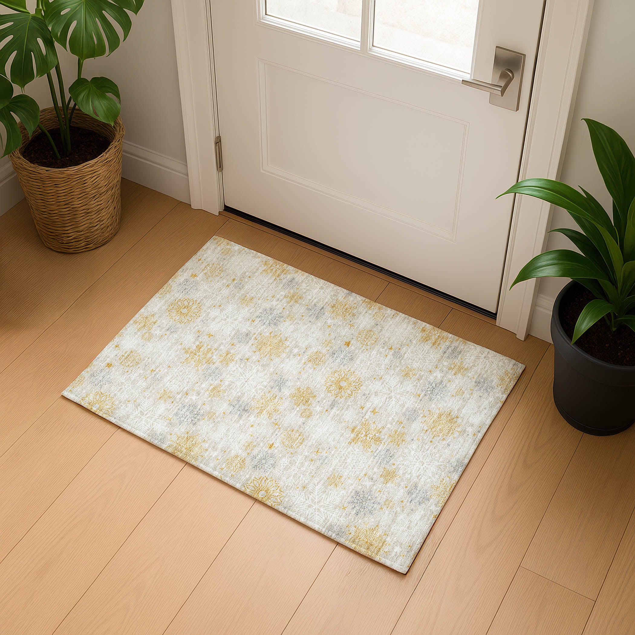 Reykjavik Machine Washable Transitional Beige Brown Rug 1'8" x 2'6" #shape_Rectangle