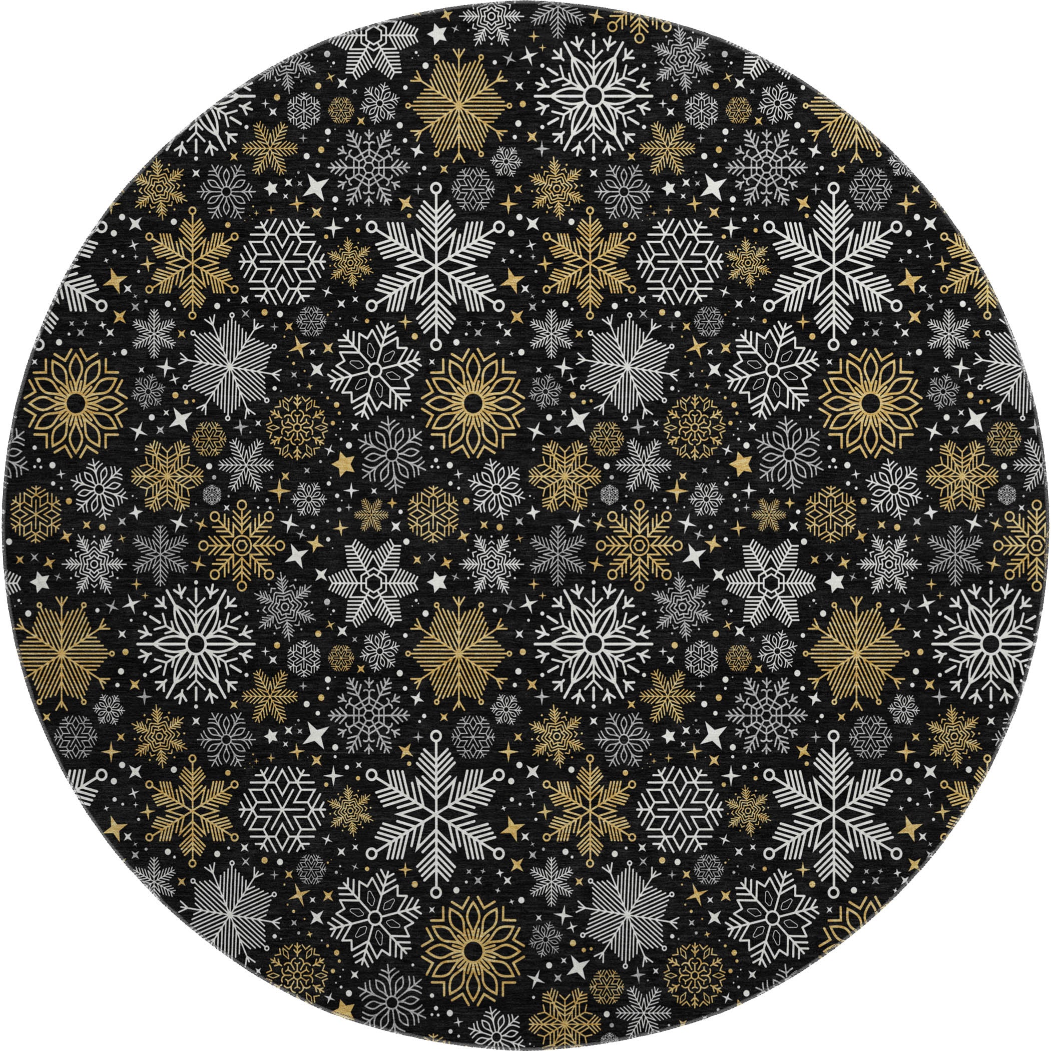 Reykjavik Machine Washable Transitional Black Rug 8' x 8' #shape_Round