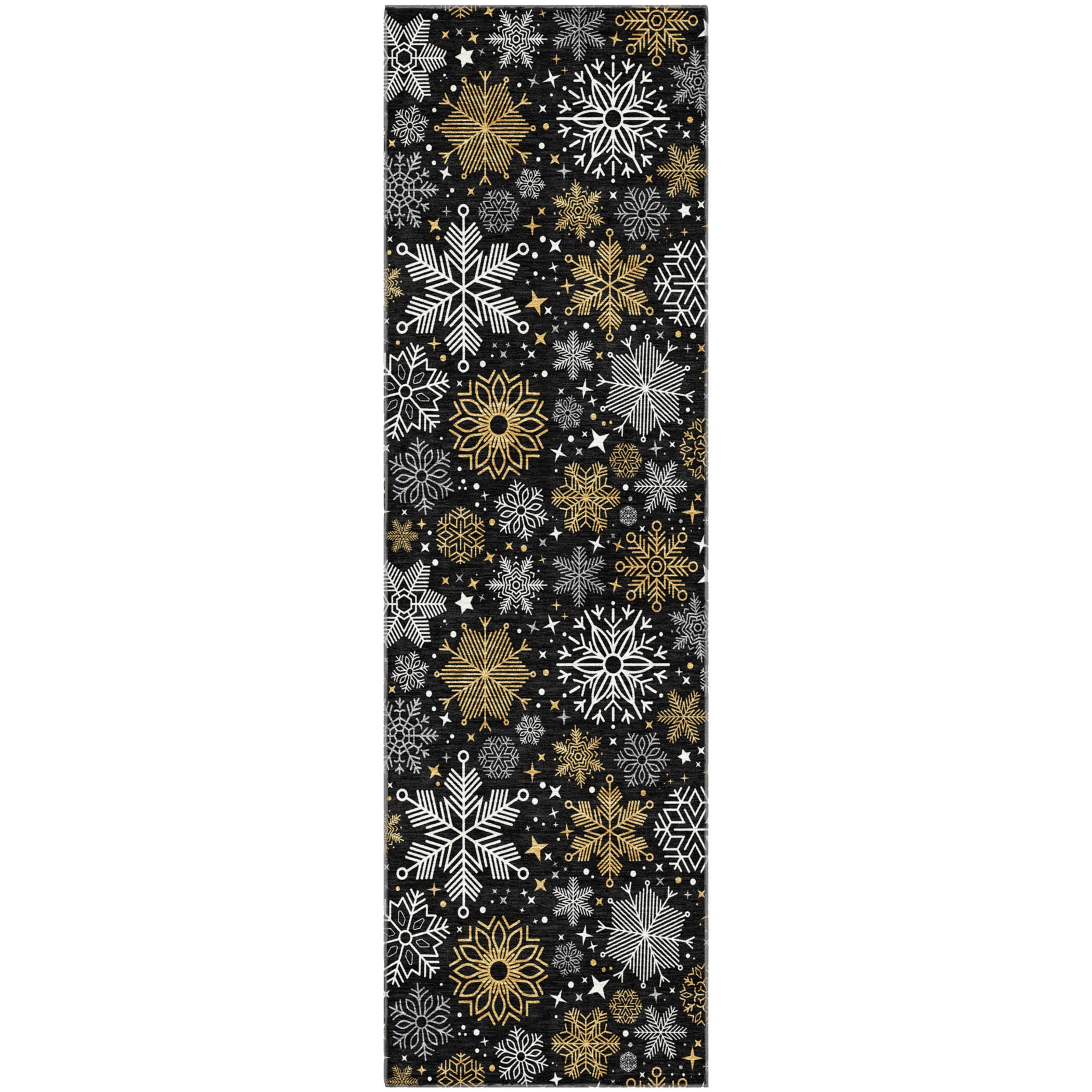 Reykjavik Machine Washable Transitional Black Rug 2'3" x 7'6" #shape_Runner