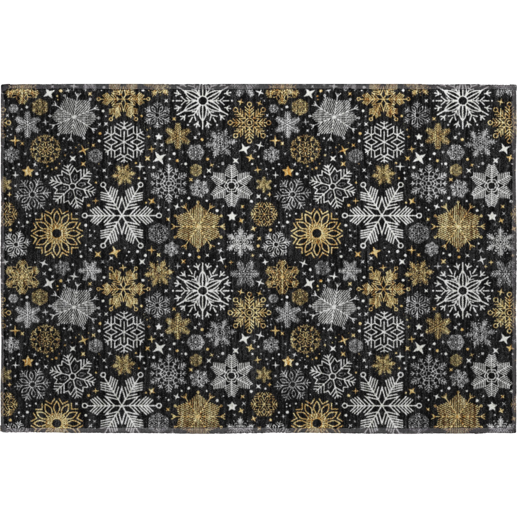 Reykjavik Machine Washable Transitional Black Rug 1'8" x 2'6" #shape_Rectangle