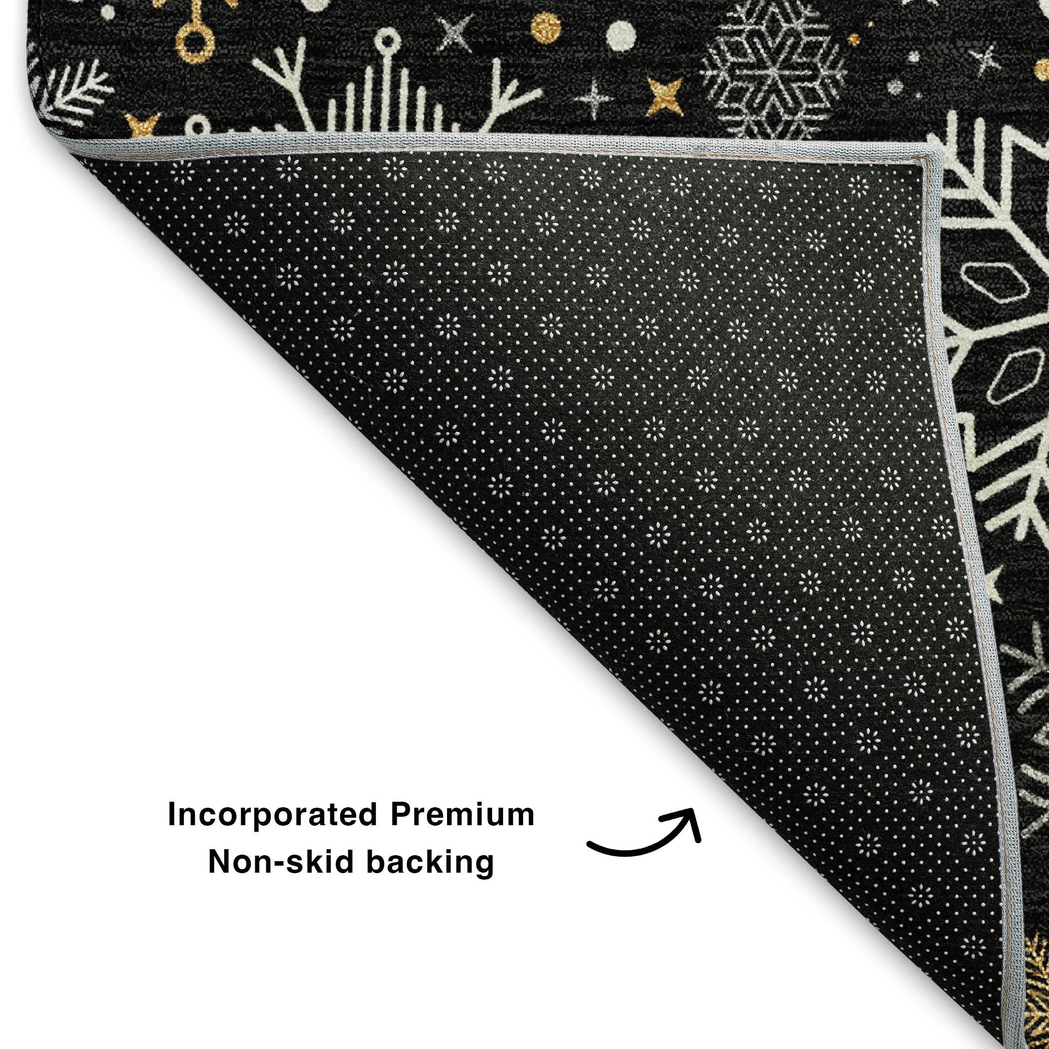 Reykjavik Machine Washable Transitional Black Rug 1'8" x 2'6" #shape_Rectangle