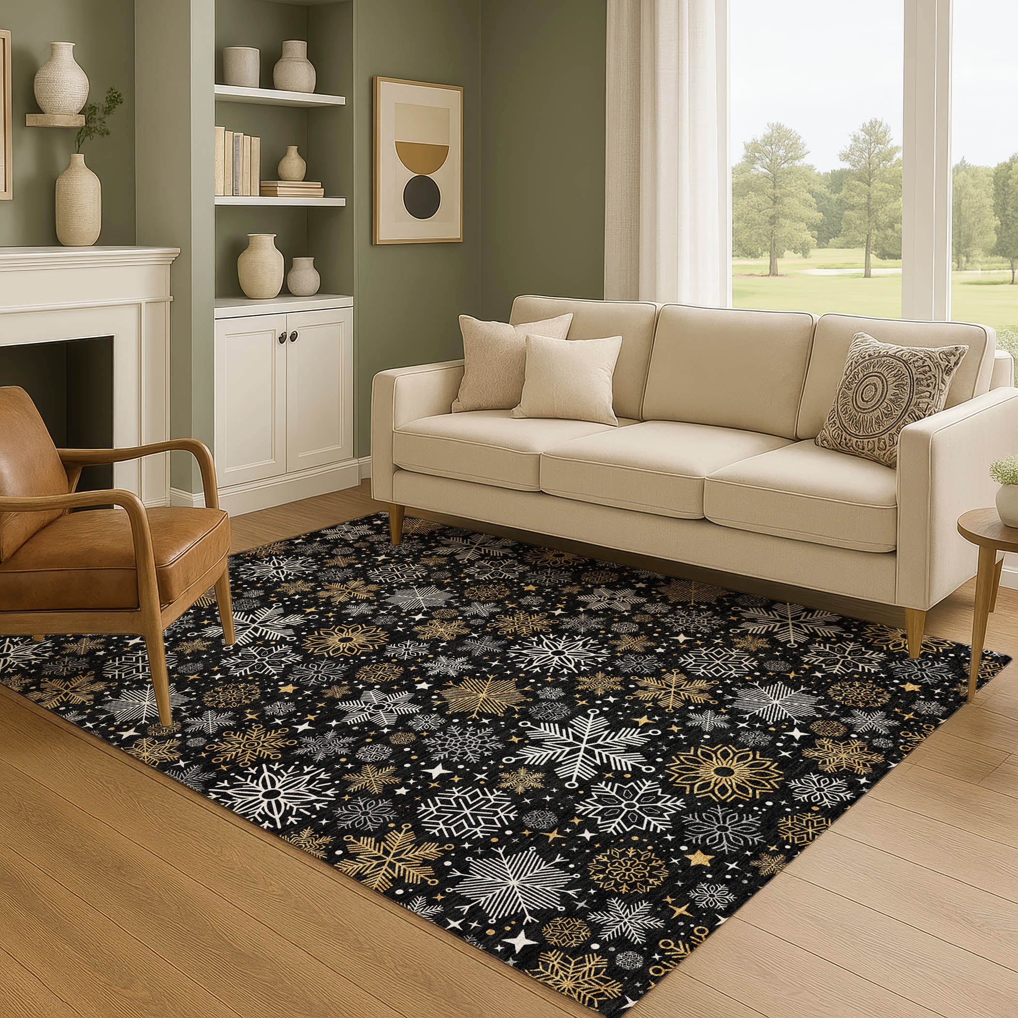 Reykjavik Machine Washable Transitional Black Rug 2'6" x 3'10" #shape_Rectangle