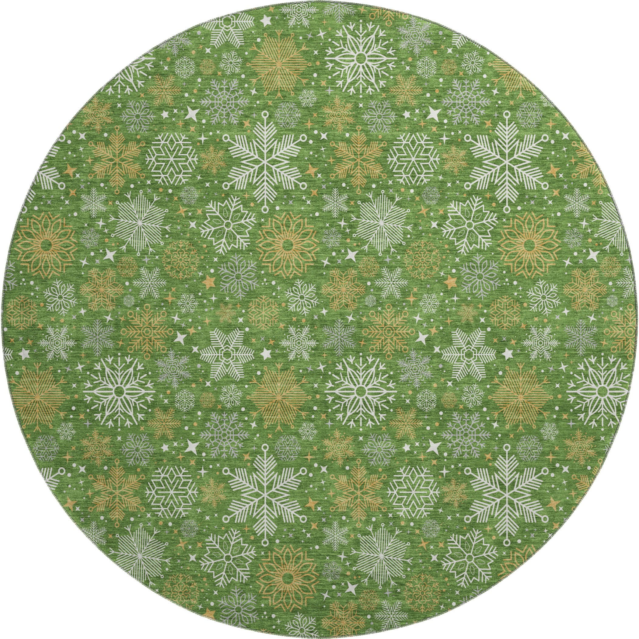 Reykjavik Machine Washable Transitional Green Rug 8' x 8' #shape_Round