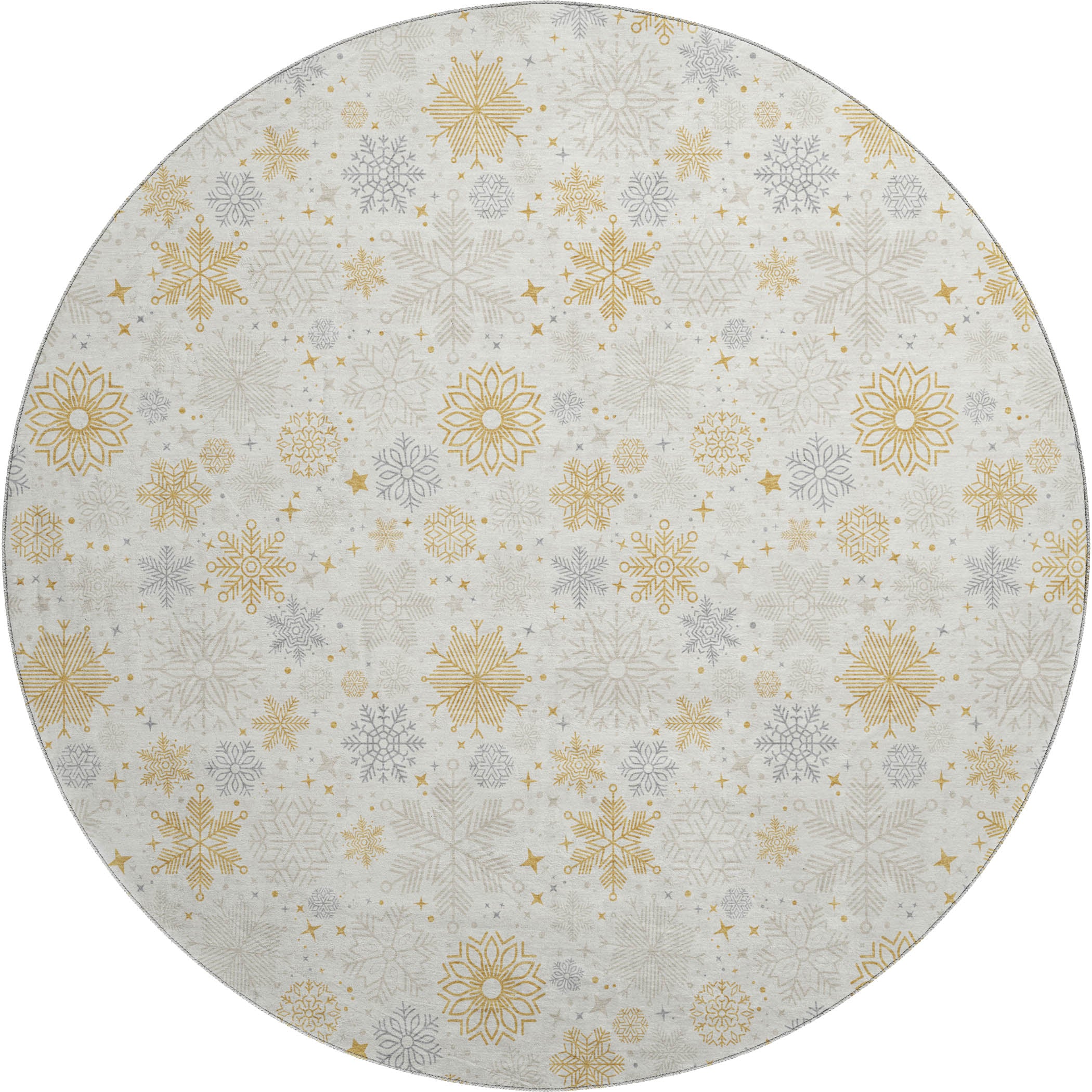 Reykjavik Machine Washable Transitional Ivory Rug 8' x 8' #shape_Round