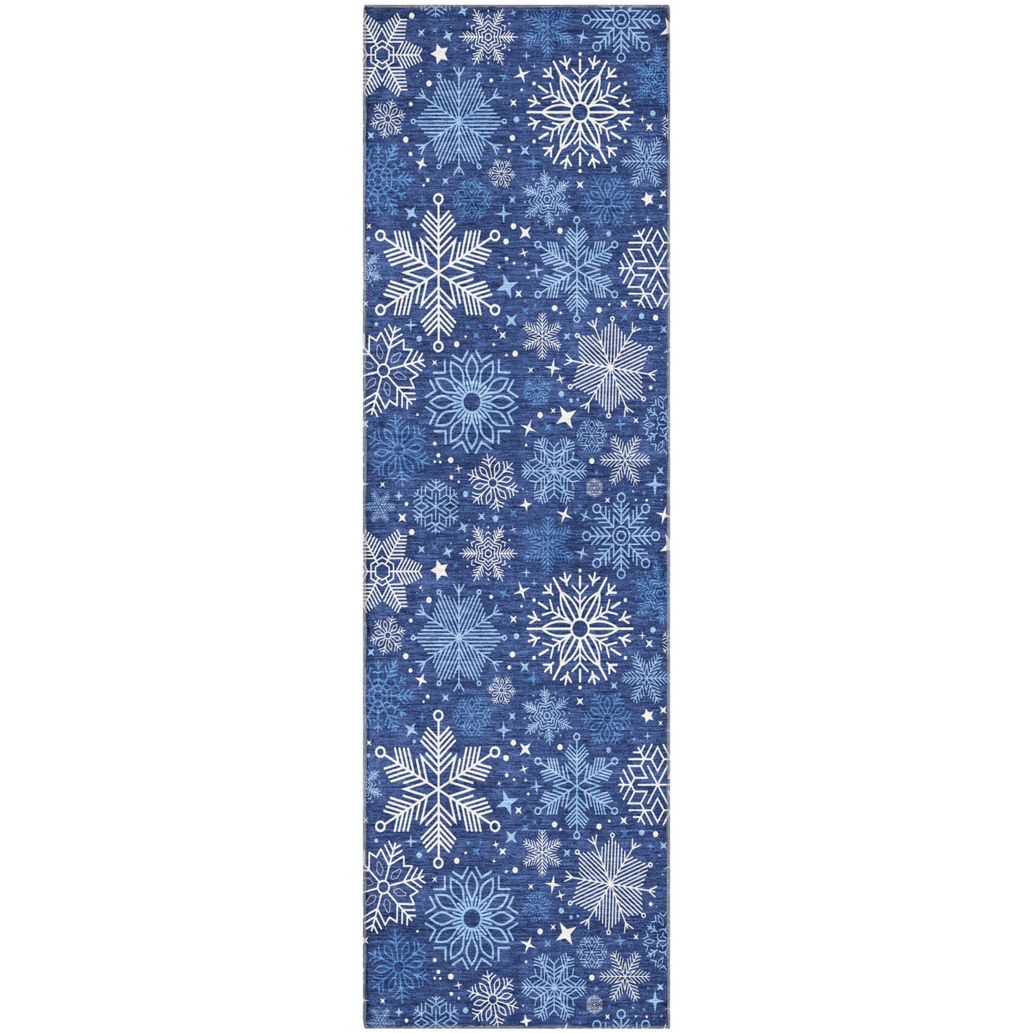 Reykjavik Machine Washable Transitional Navy Blue Rug 2'3" x 7'6" #shape_Runner