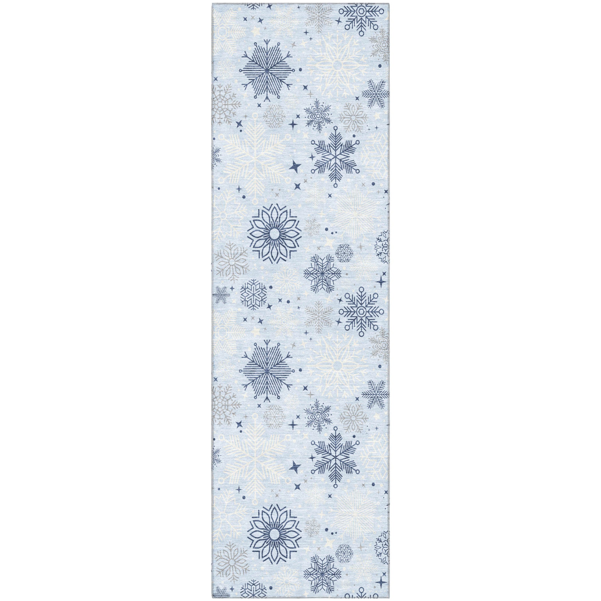 Reykjavik Machine Washable Transitional Sky Blue Rug 2'3" x 7'6" #shape_Runner