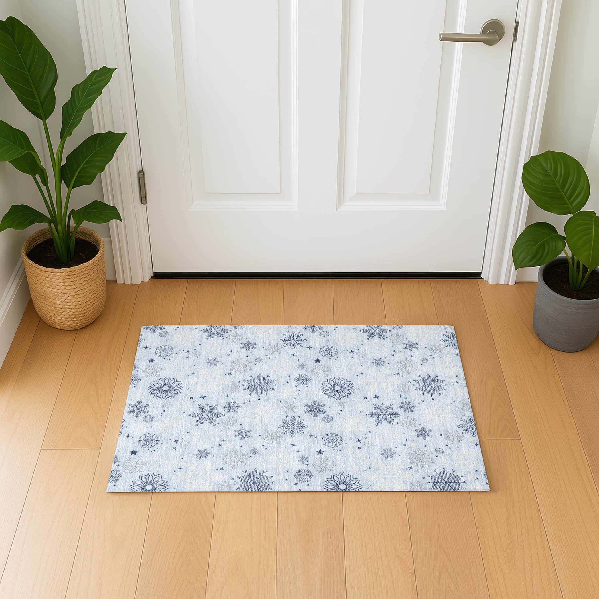 Reykjavik Machine Washable Transitional Sky Blue Rug 1'8" x 2'6" #shape_Rectangle