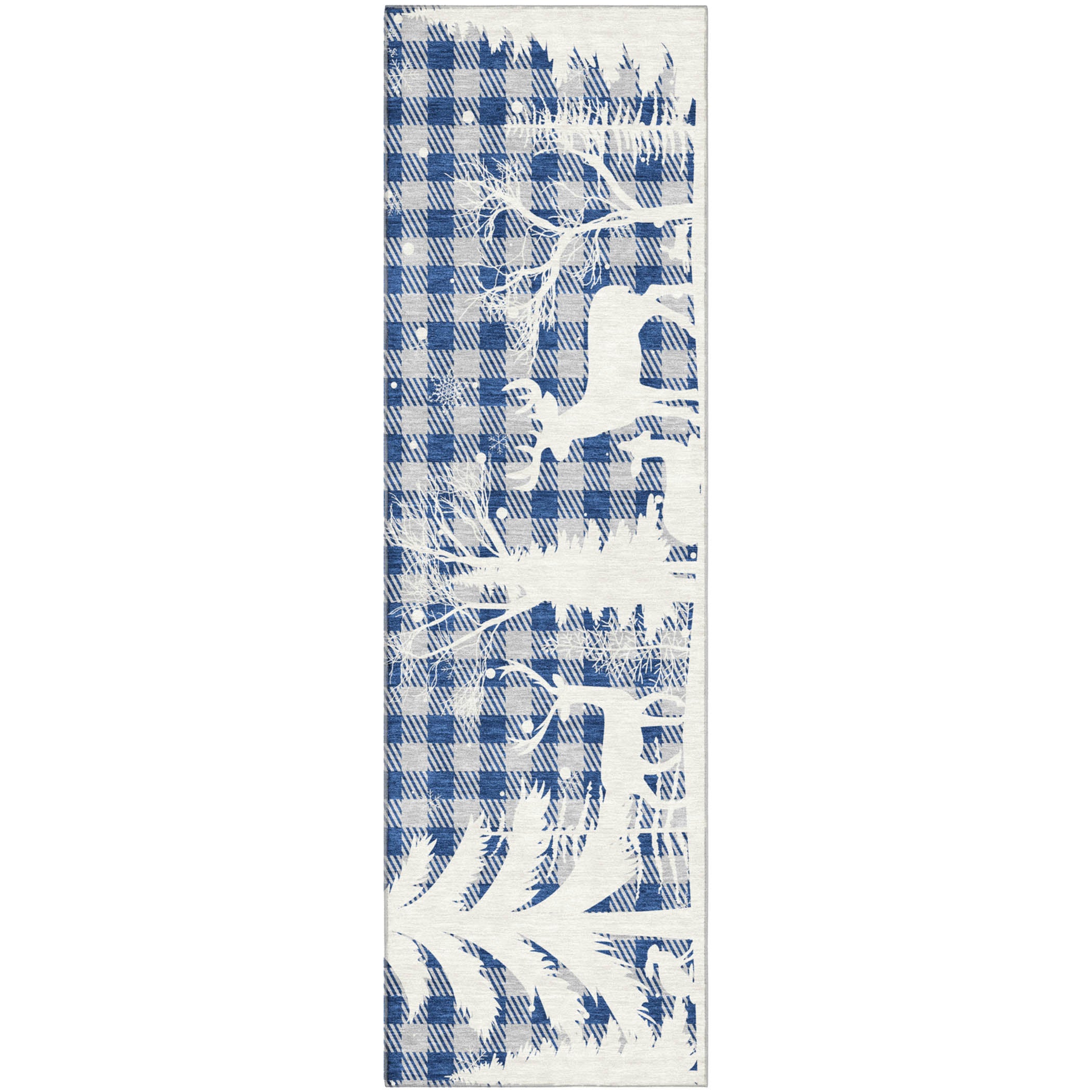 Budapest Machine Washable Transitional Blue Rug 2'3" x 7'6" #shape_Runner
