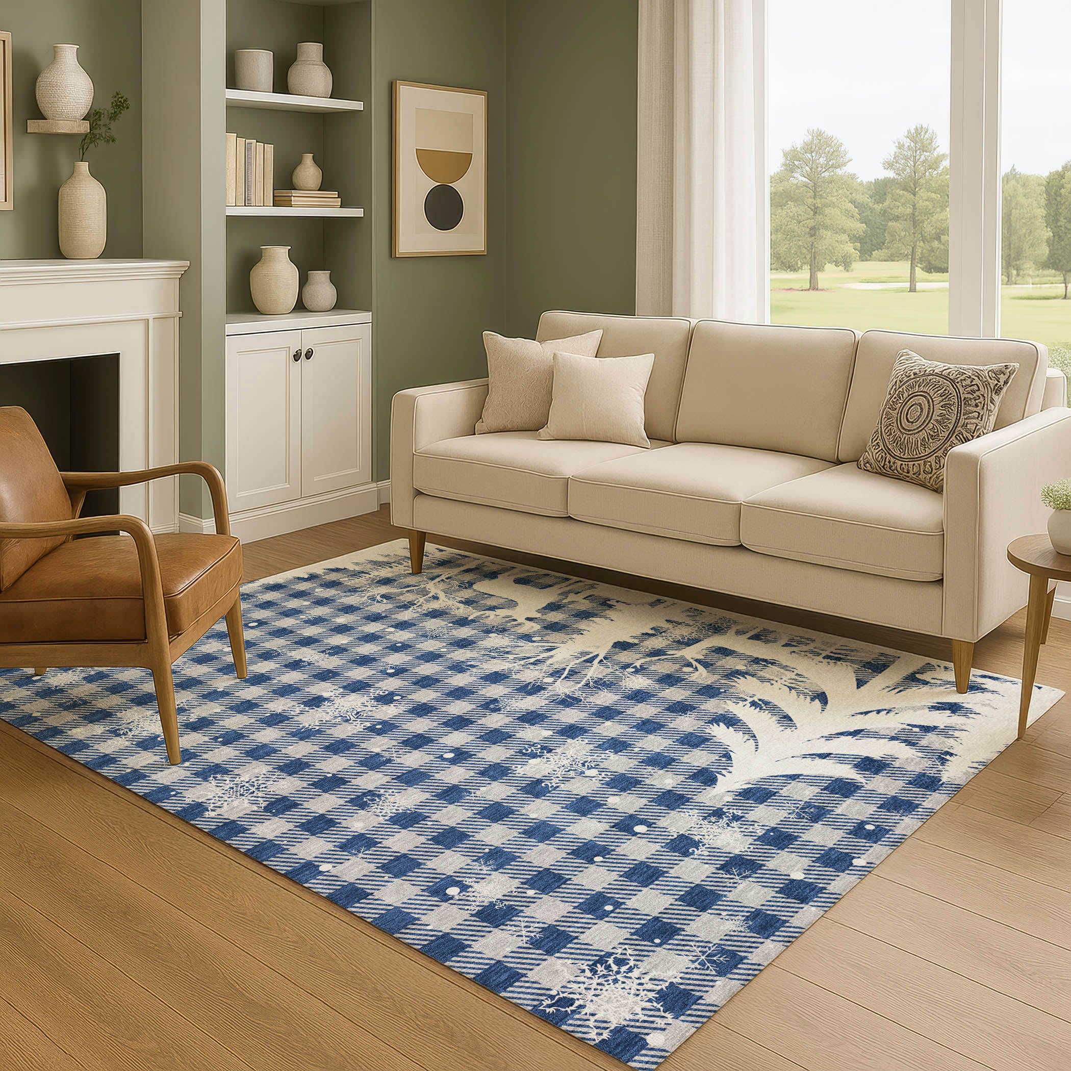 Budapest Machine Washable Transitional Blue Rug 2'6" x 3'10" #shape_Rectangle