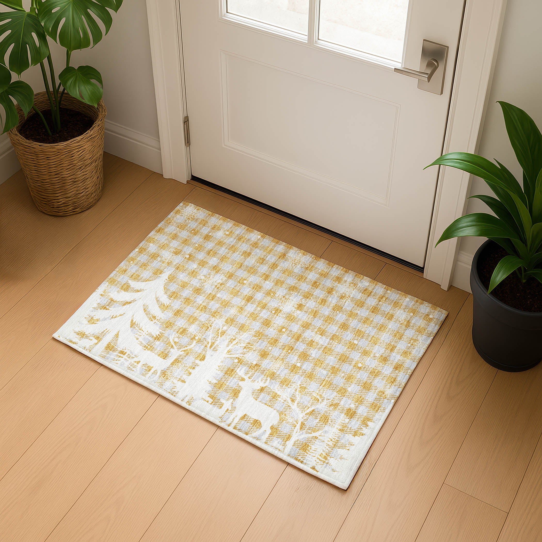 Budapest Machine Washable Transitional Gold Rug 1'8" x 2'6" #shape_Rectangle