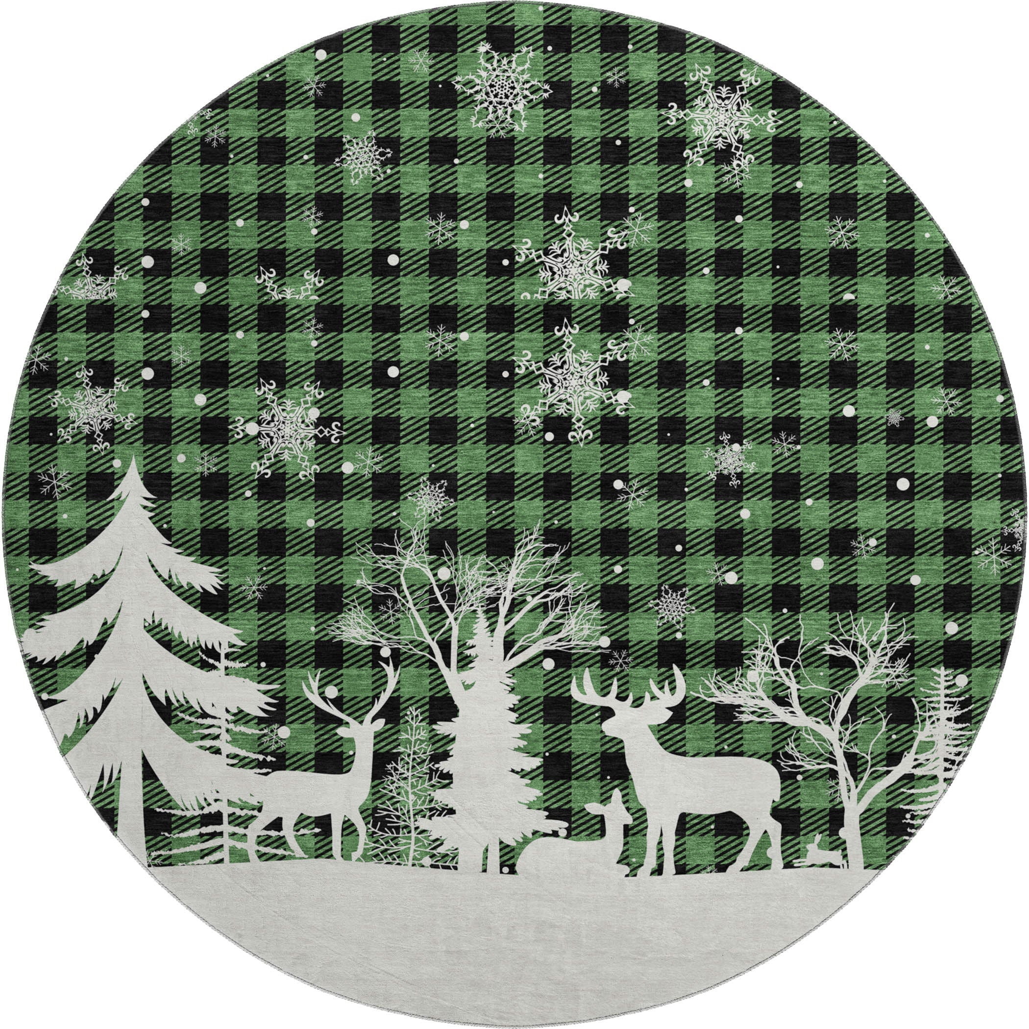 Budapest Machine Washable Transitional Green Rug 8' x 8' #shape_Round