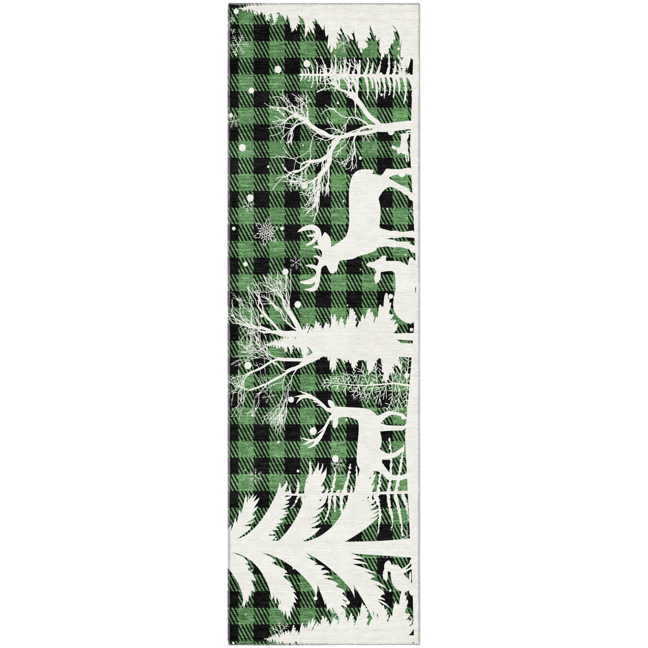 Budapest Machine Washable Transitional Green Rug 2'3" x 7'6" #shape_Runner