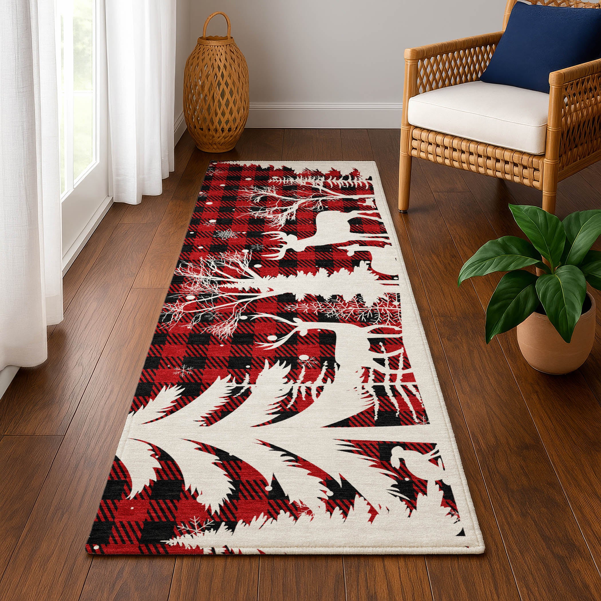 Budapest Machine Washable Transitional Red Rug 2'3" x 7'6" #shape_Runner