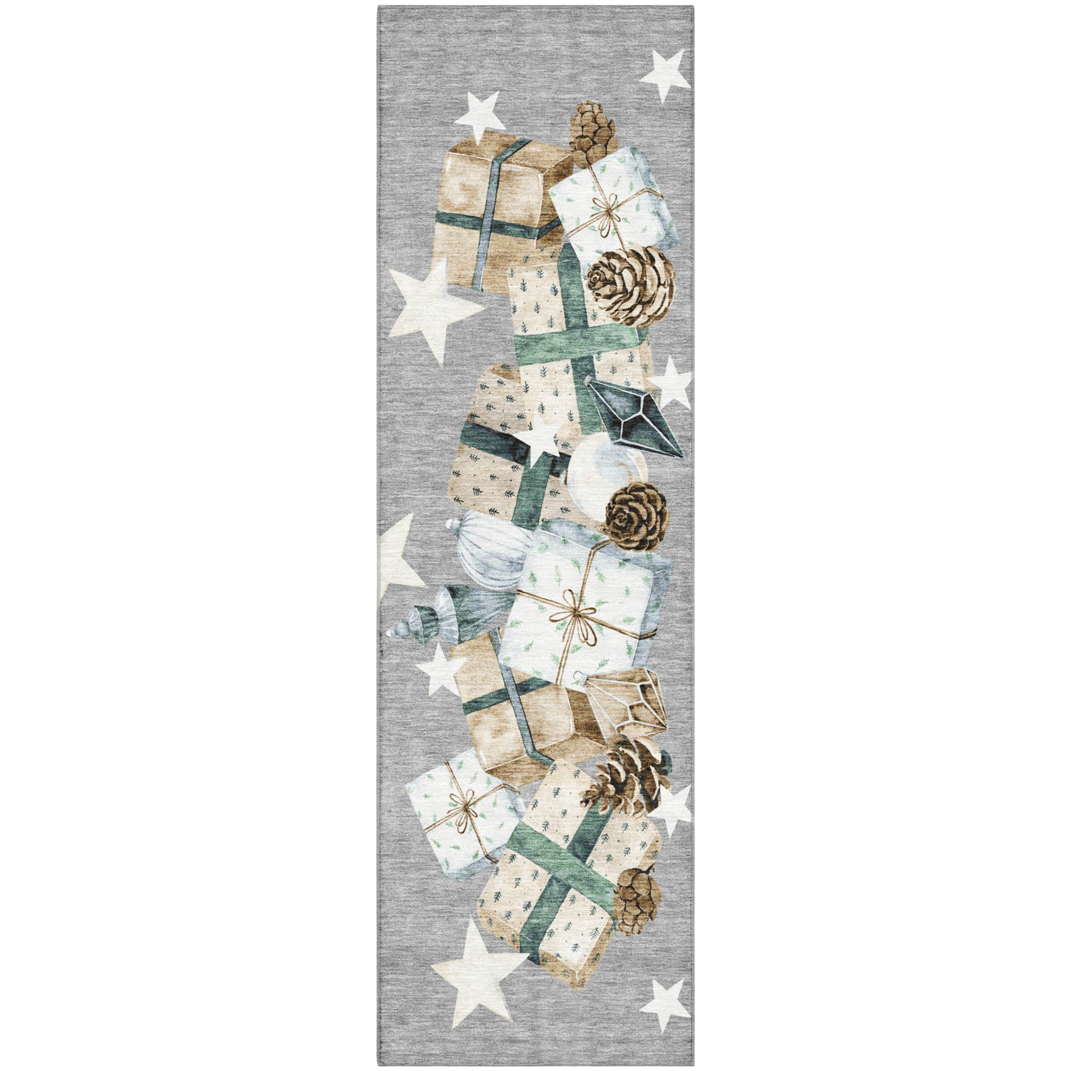 Oaxaca Machine Washable Transitional Gray Rug 2'3" x 7'6" #shape_Runner