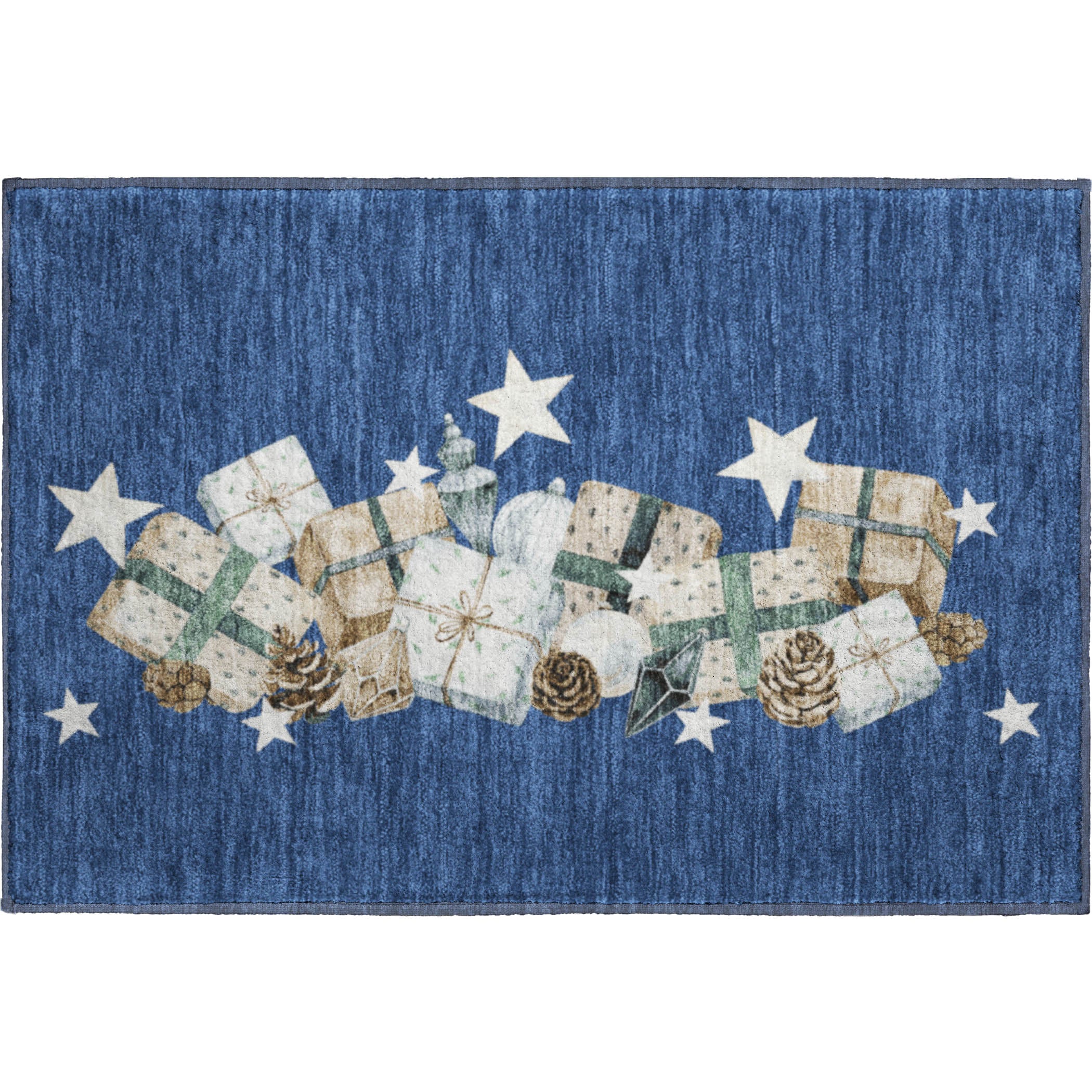 Oaxaca Machine Washable Transitional Navy Blue Rug 1'8" x 2'6" #shape_Rectangle