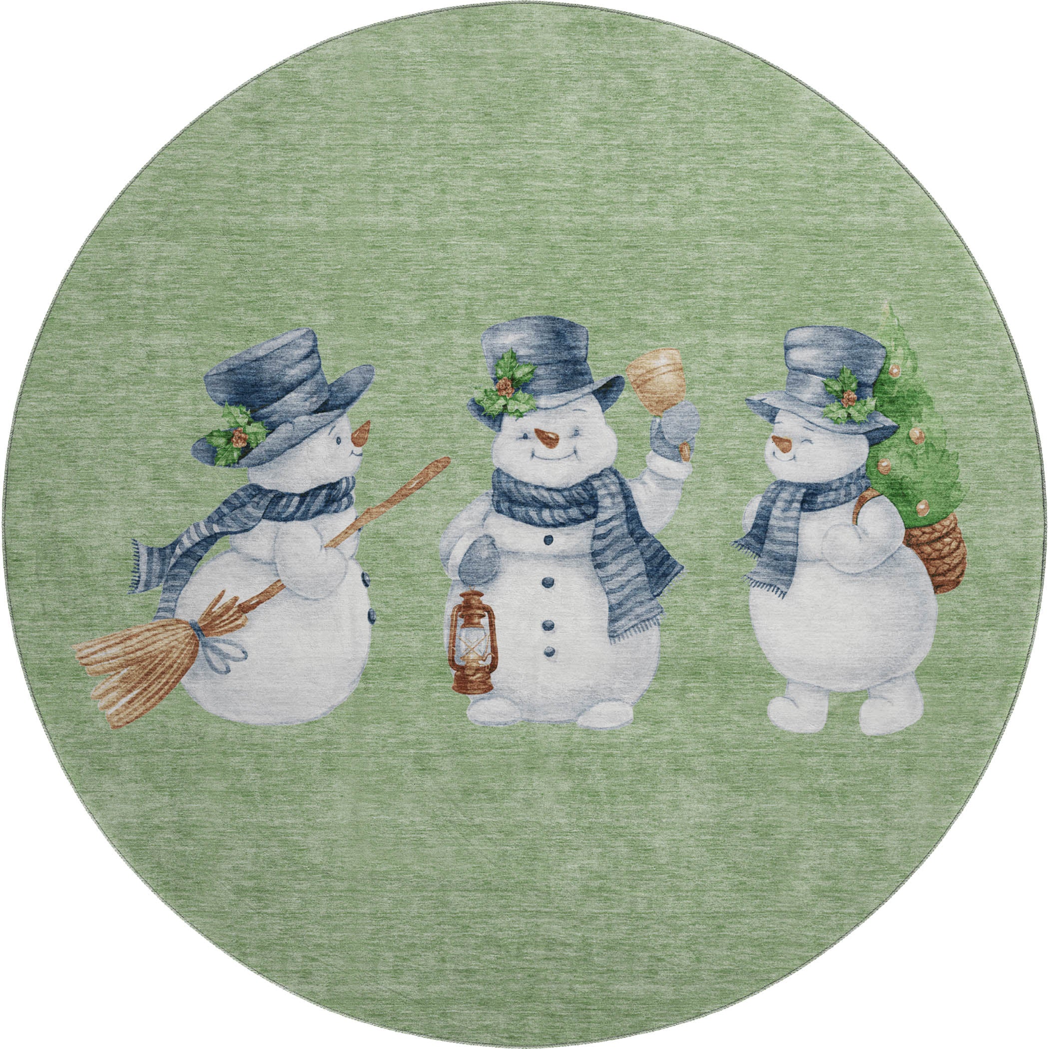 Baku Machine Washable Transitional Aloe Green Rug 8' x 8' #shape_Round