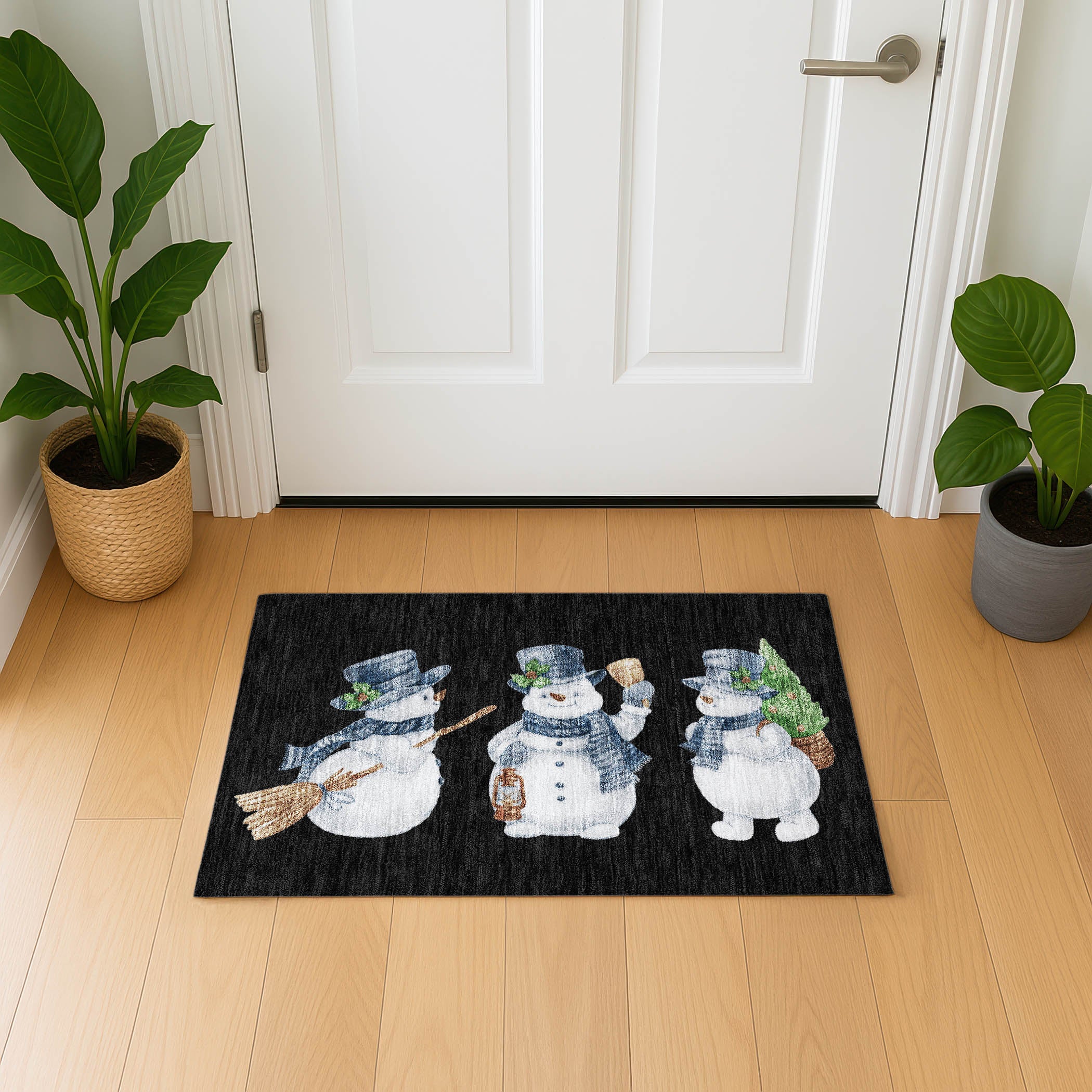 Baku Machine Washable Transitional Black Rug 1'8" x 2'6" #shape_Rectangle